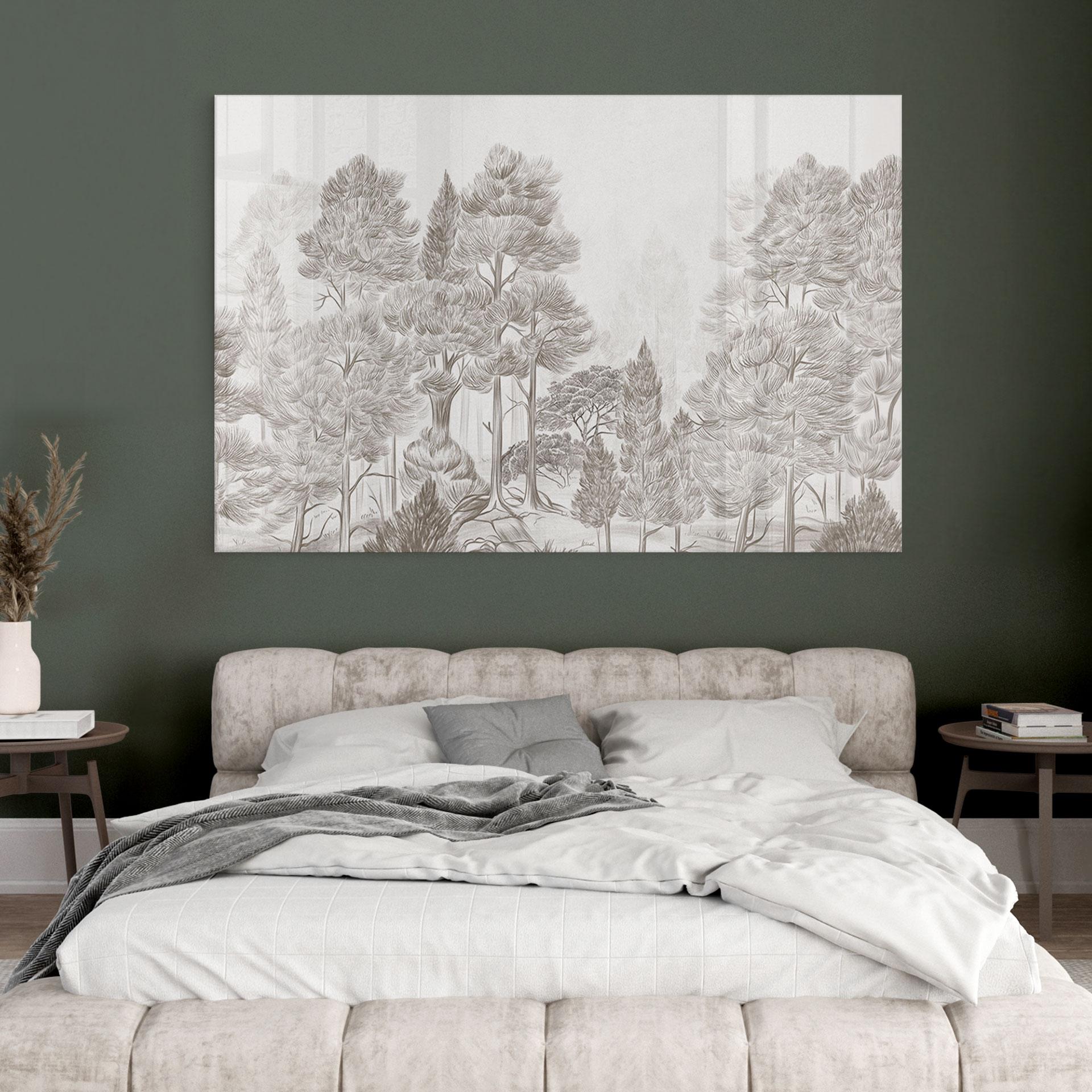 Acrylglasbild Wald mit Waldlandschaft in Beige - Ms Tiff