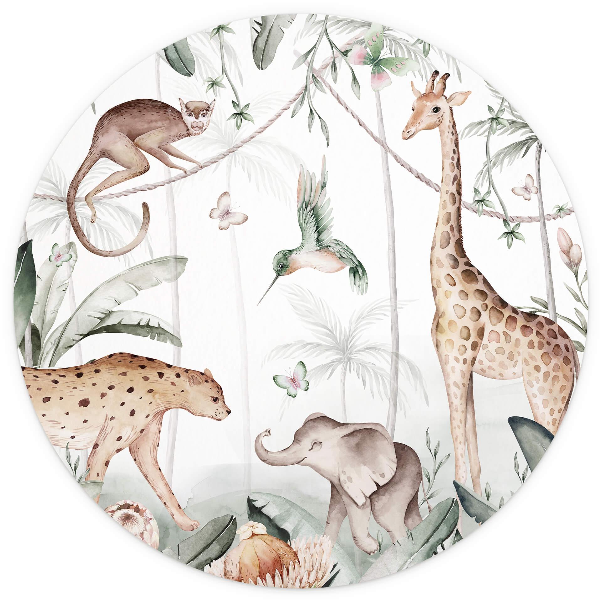 Behangcirkel Kvilis - Jungle Party - vliesbehang/zelfklevend vliesbehang