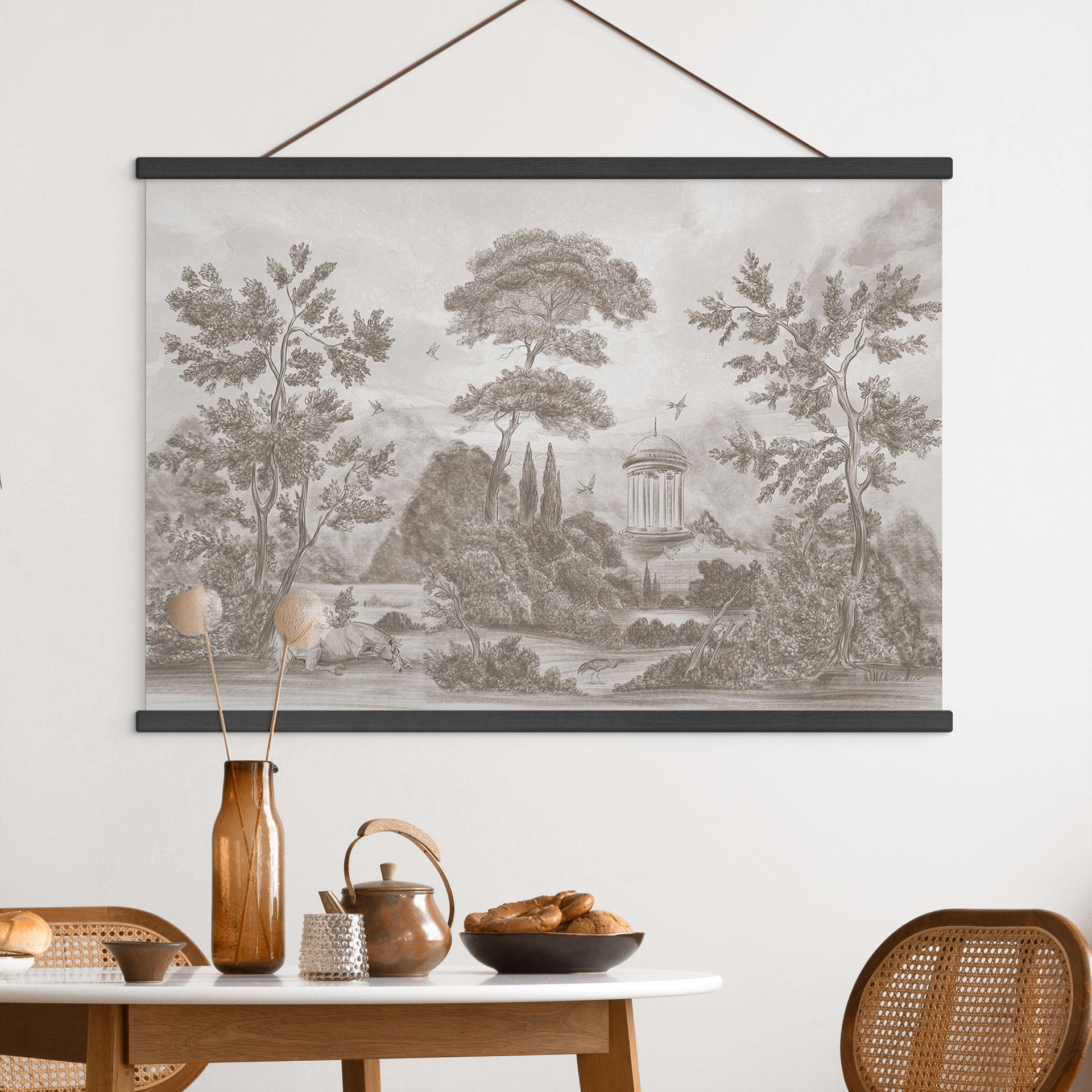 Stoffbild Landschaft mit Gartenlandschaft in Beige - Ms Tiff