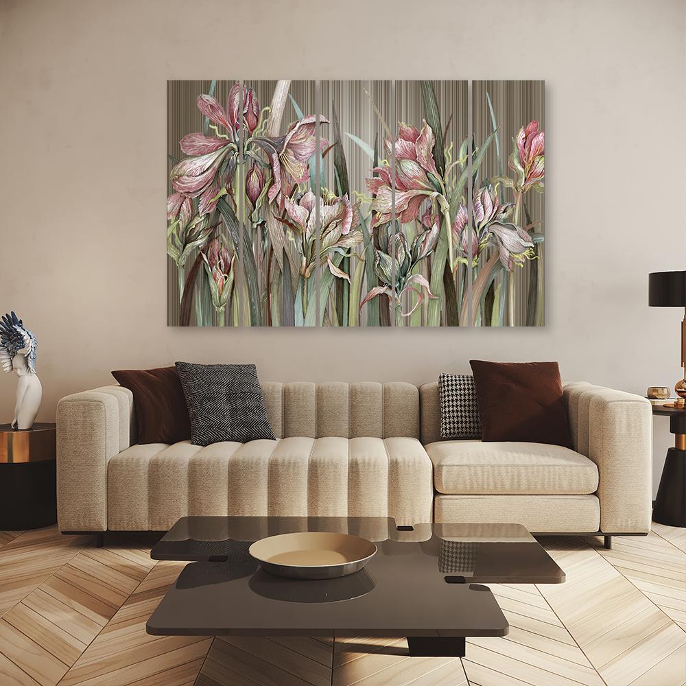 5 stykke lærredstryk, Iris blomster