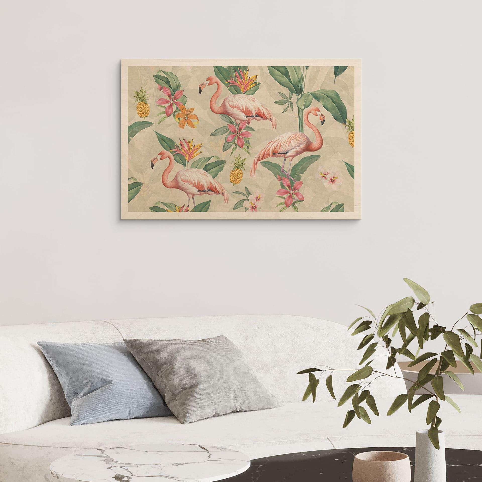 Billede af træ med flamingo og tropiske blade - Bloomery Decor