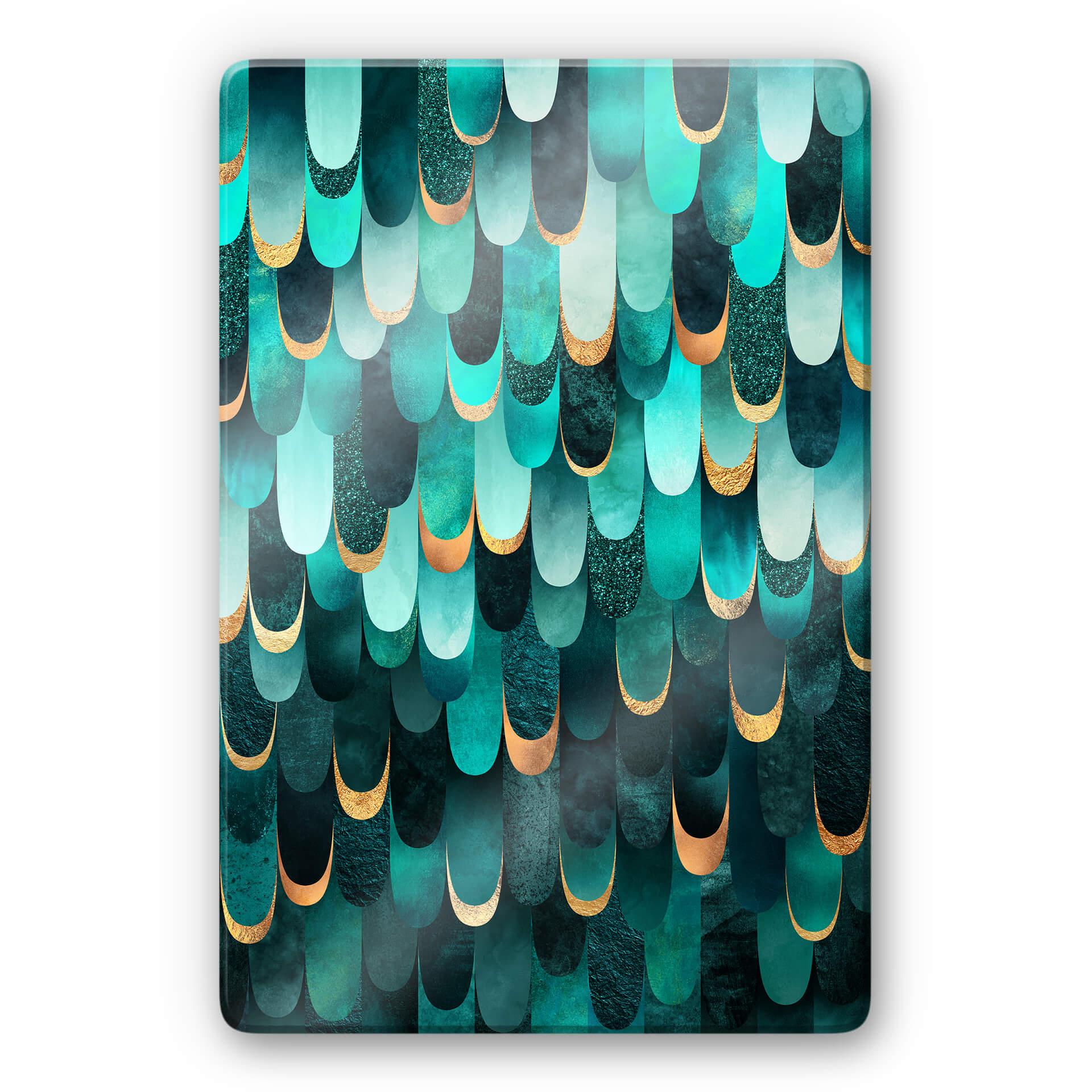 Glasschilderij Fredriksson - Turquoise Veren
