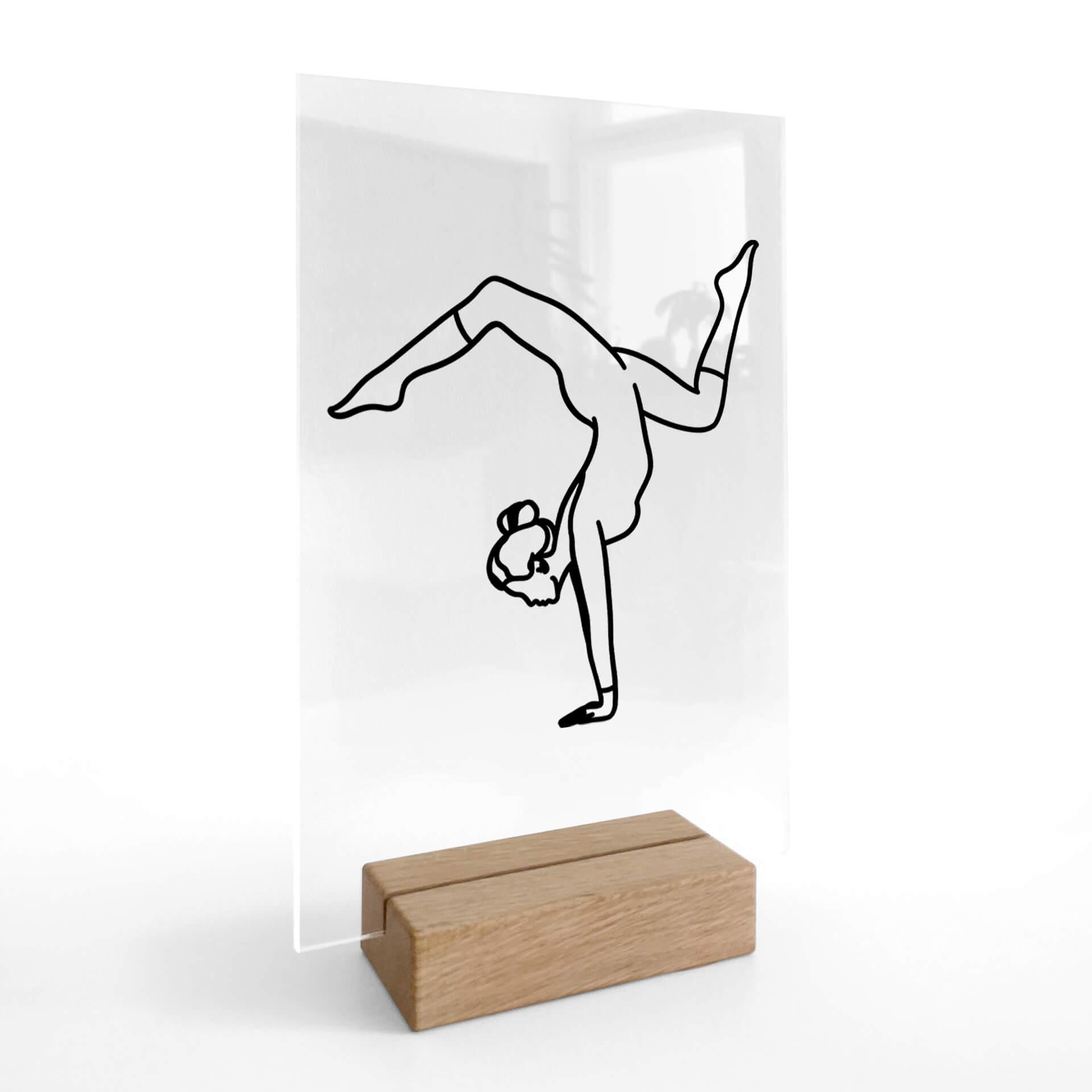 Borddisplay Yoga - Håndstand - Line Art