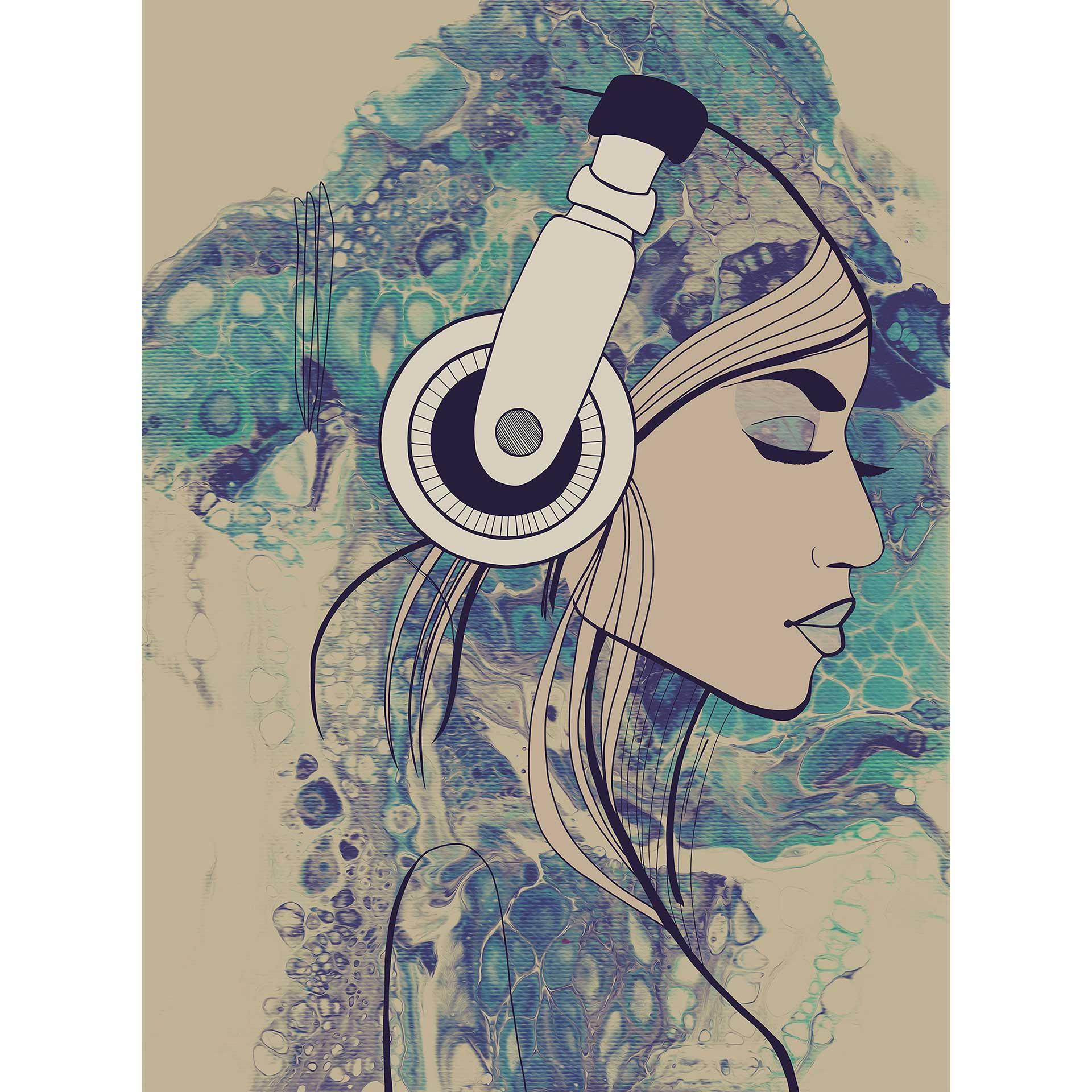 Livingwalls papier peint photo ARTist Acryl Lady motif aquarelle beige, bleu, turquoise