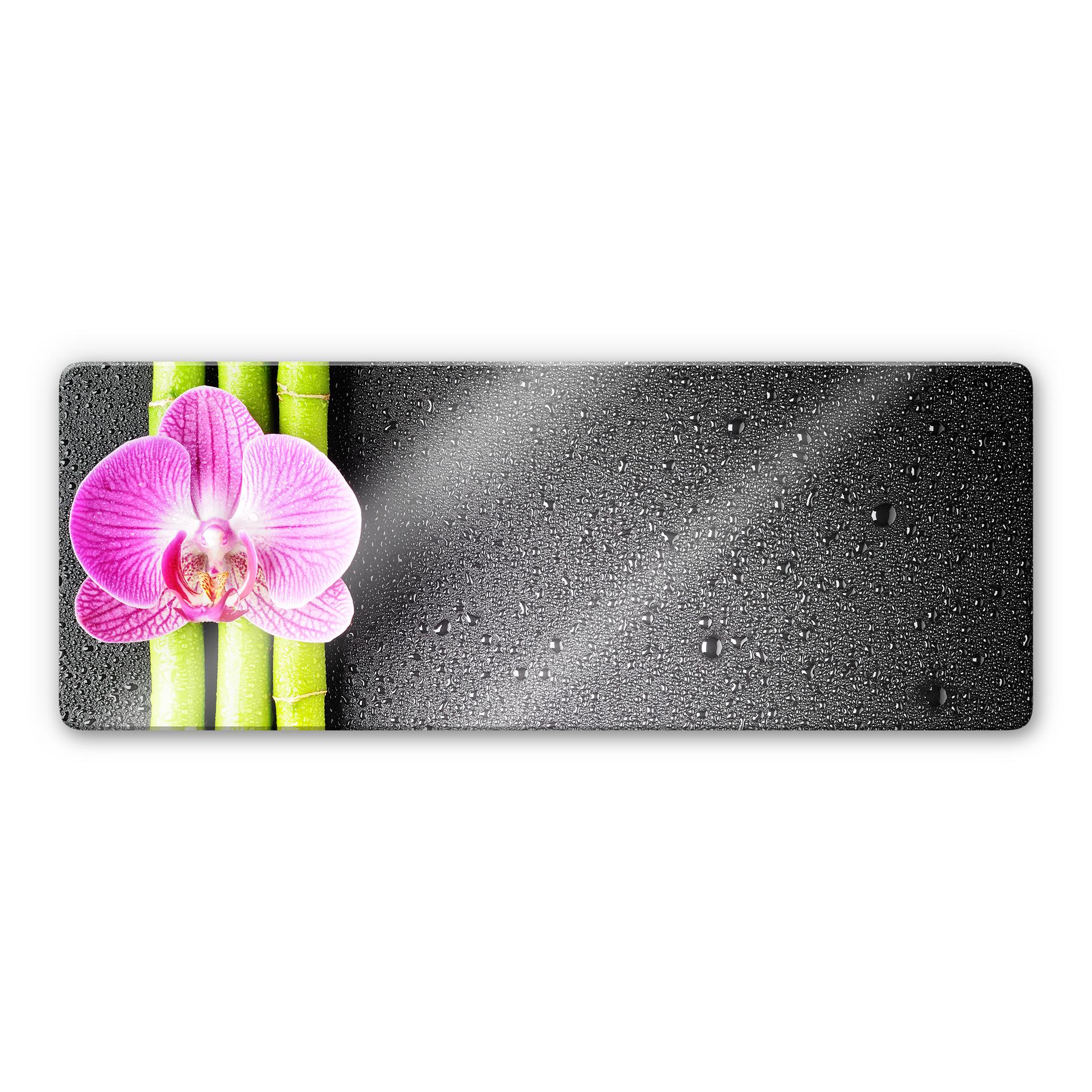 Glasbillede - Orchidé og Bambus 2
