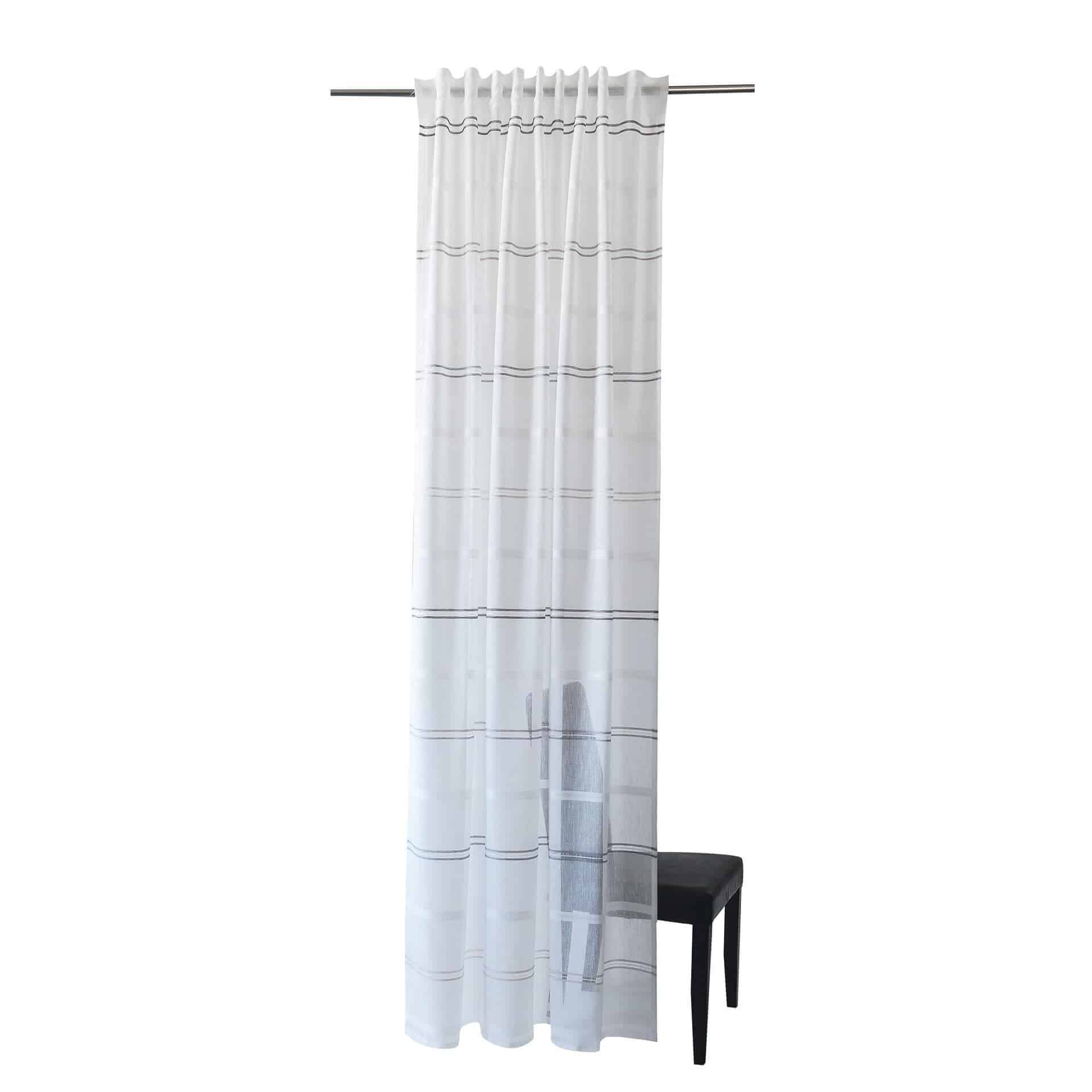 Homing Fertigschal mit verdeckten Schlaufen Linus weiß/grau -  2,45 x 1,4 m