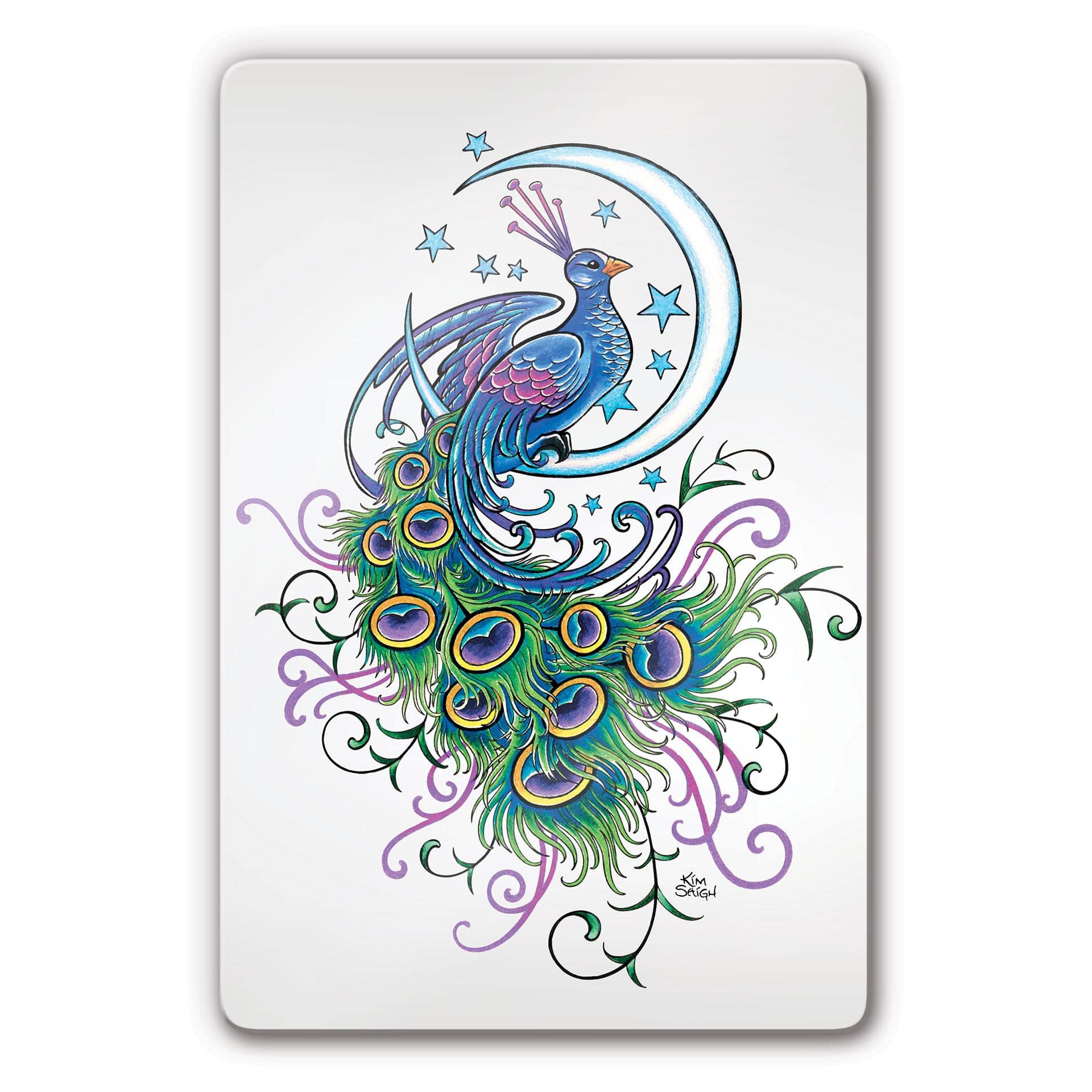 Tableau en verre - LA Ink - Paon sur la lune