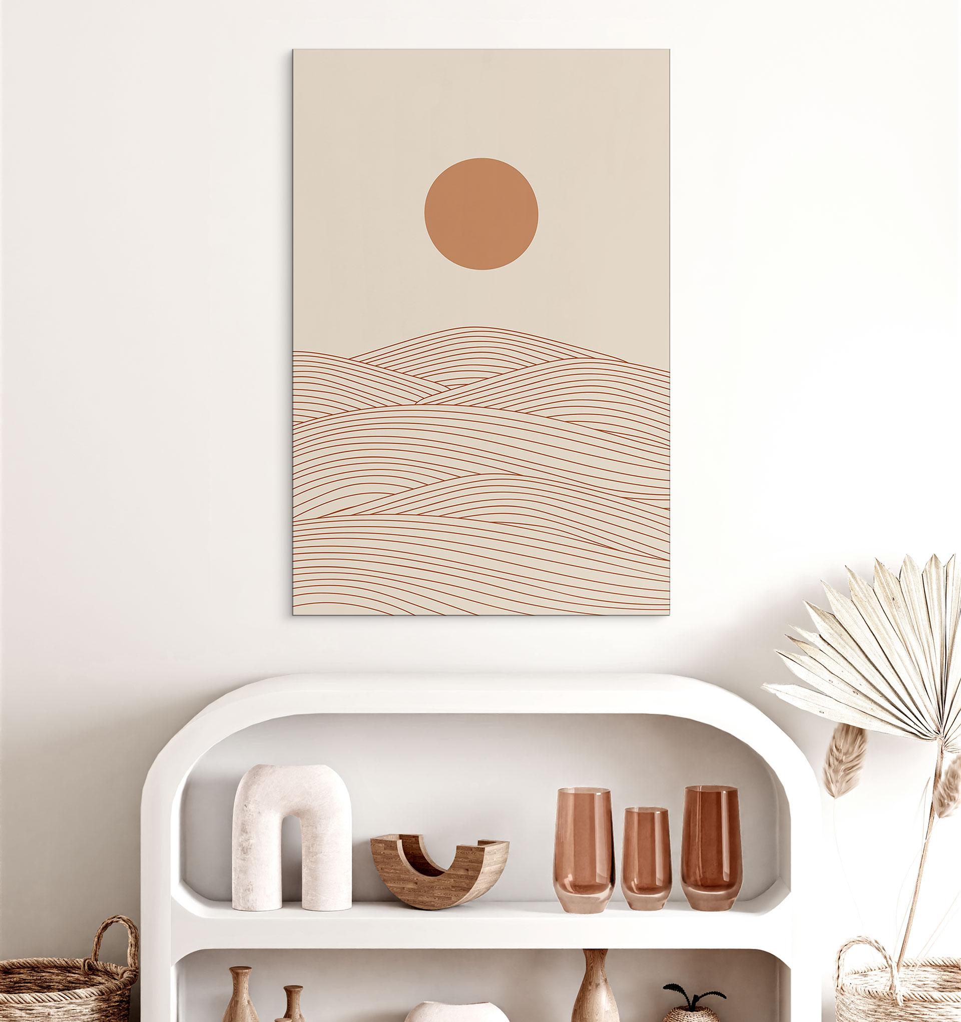 Wandbild Sonnenaufgang über der abstrakten Wüste - Playell - Alu-Dibond
