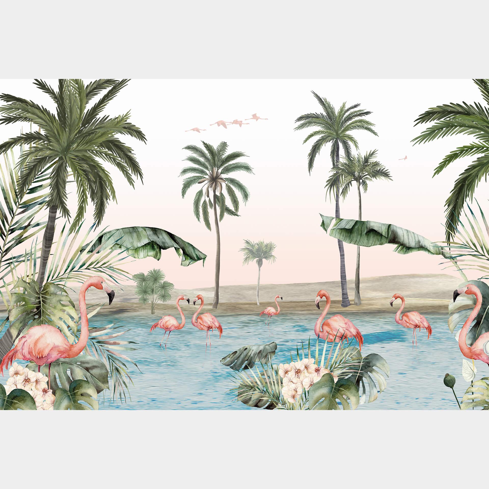 Fotobehang Kikki Belle - Flamingo Oase