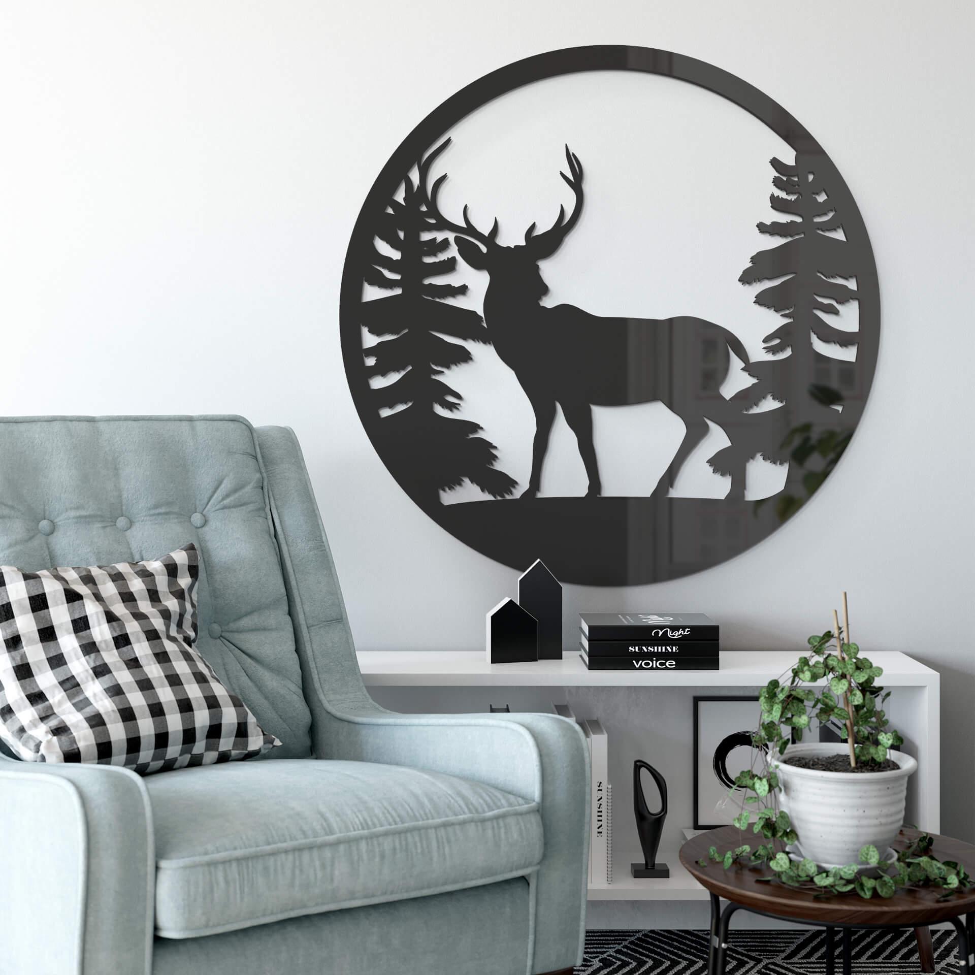 Decoración acrílica ciervo en el bosque