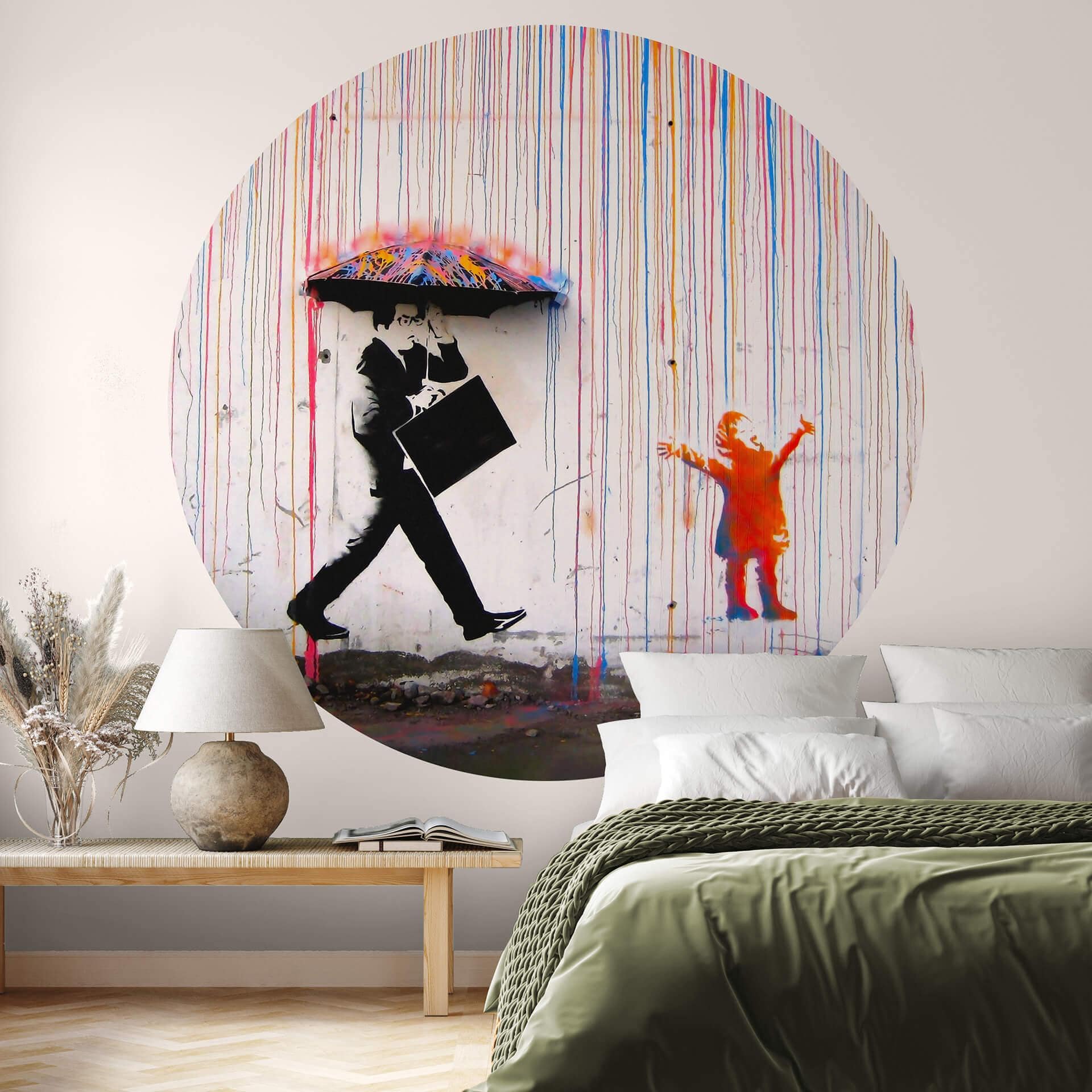 Fototapet Banksy - Coloured Rain - vliesetapet/selvklæbende non-woven tapet