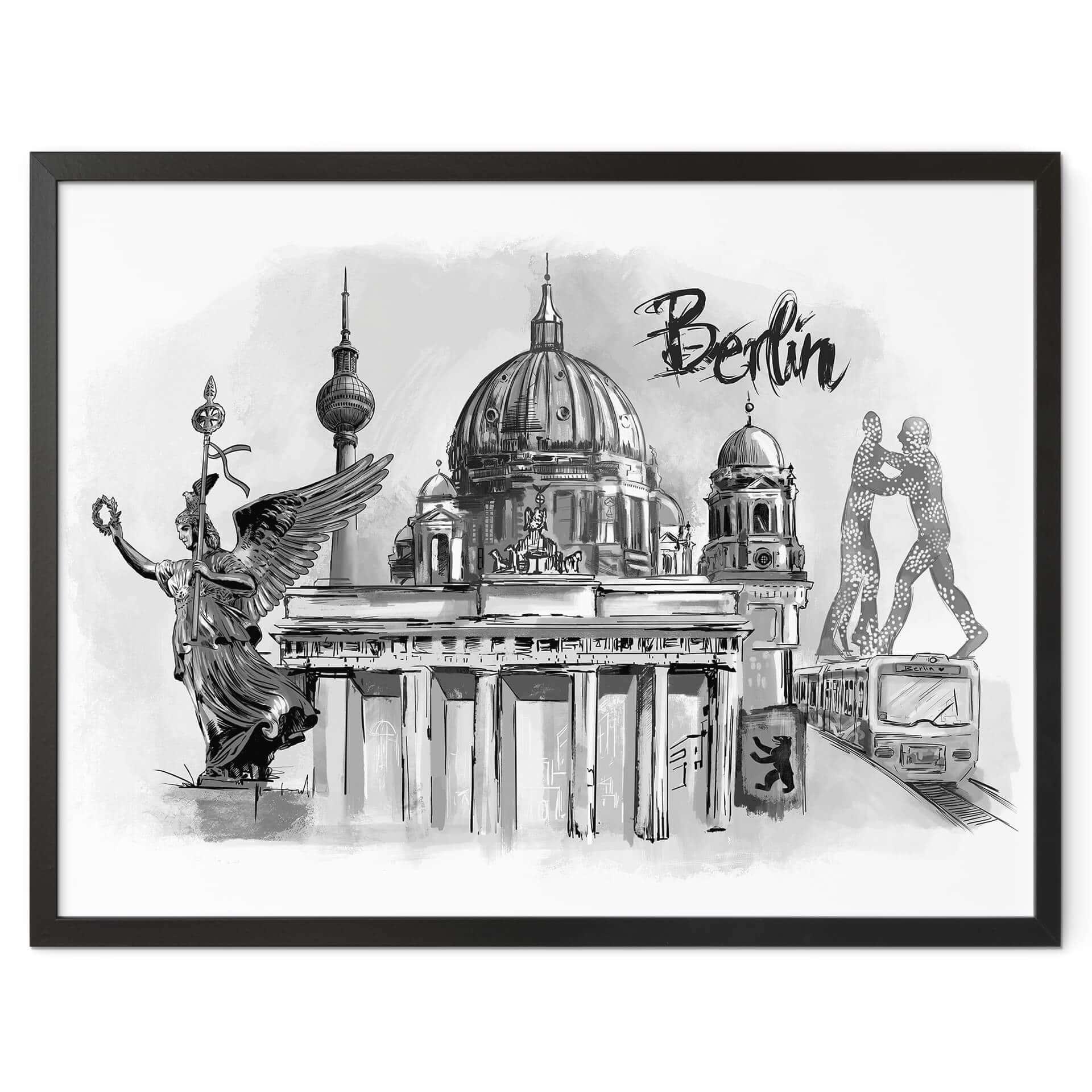 Poster Love your City - Berlin - schwarz-weiß