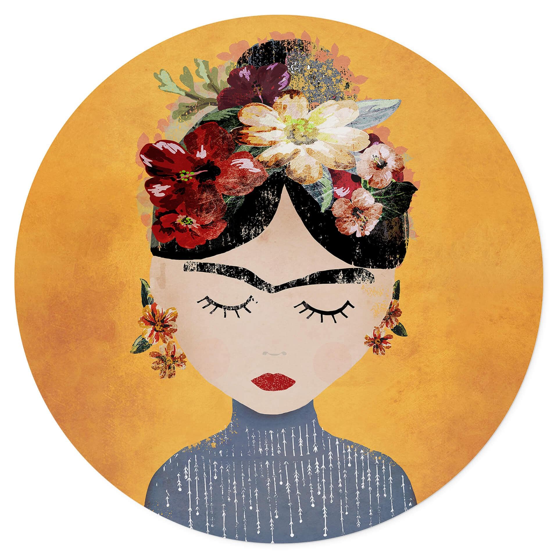 Vinilo decorativo de pared Treechild - Flowery Frida - Redondo