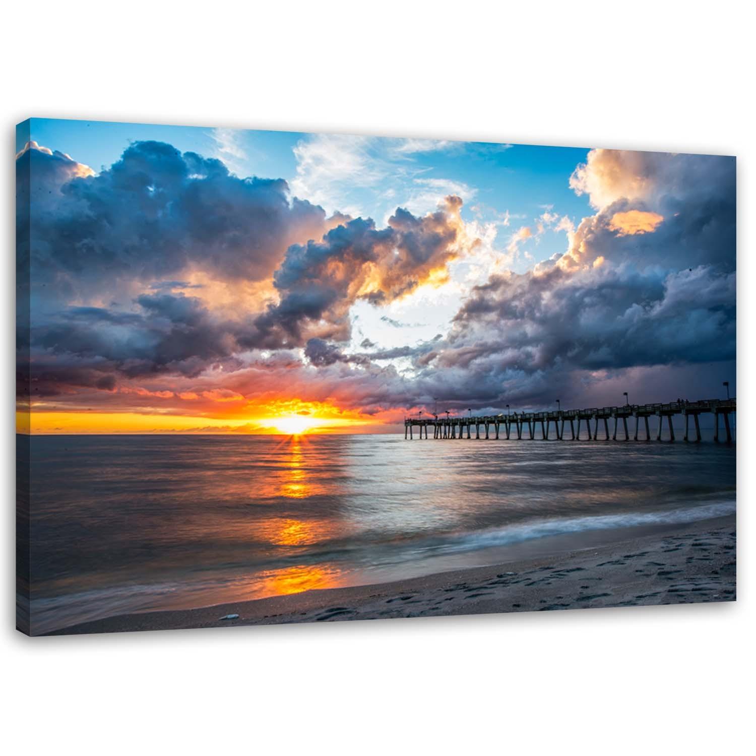 Canvasbillede, Mole ved solnedgang