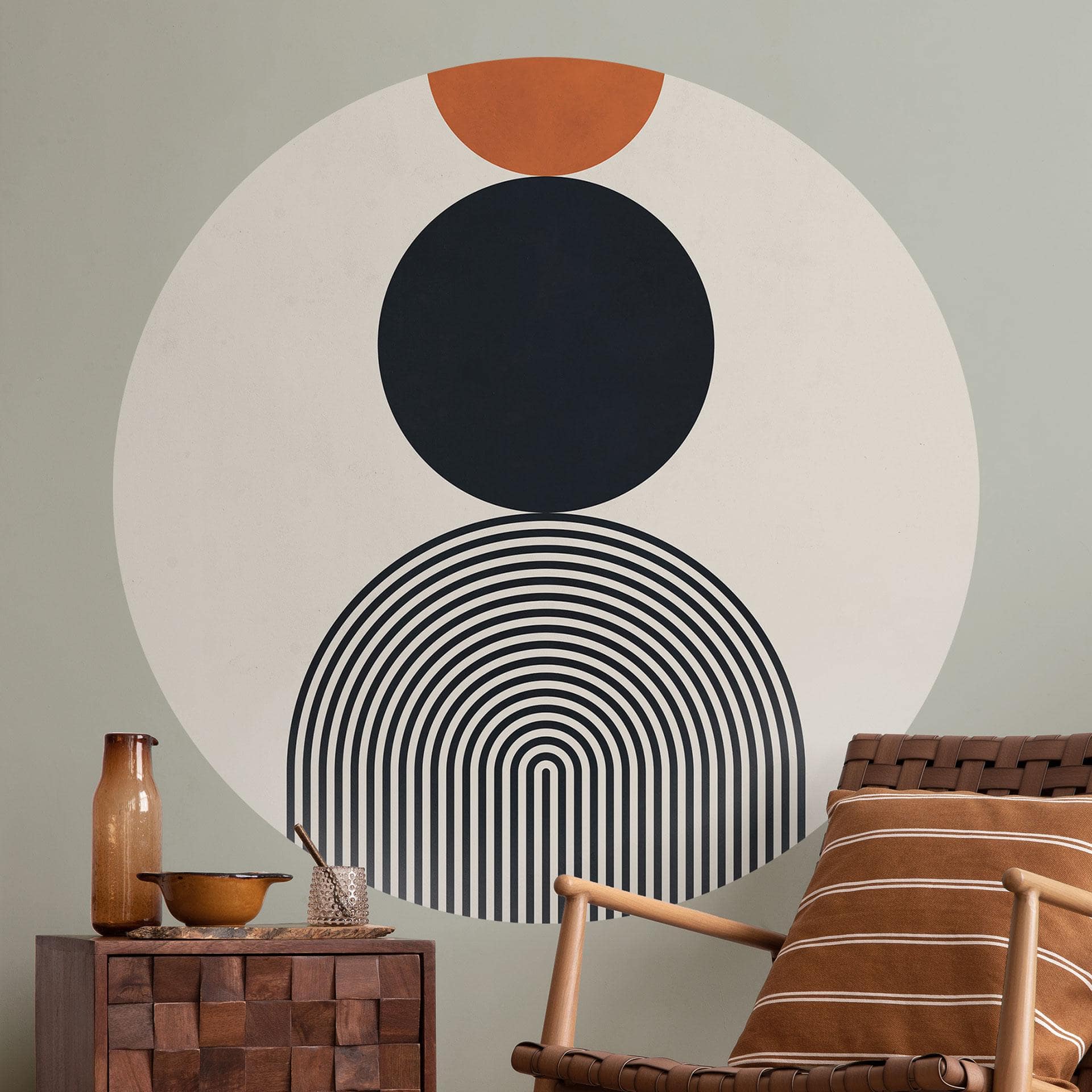 Wallsticker Abstrakte linjer og cirkler i harmoni - Costa - Rund
