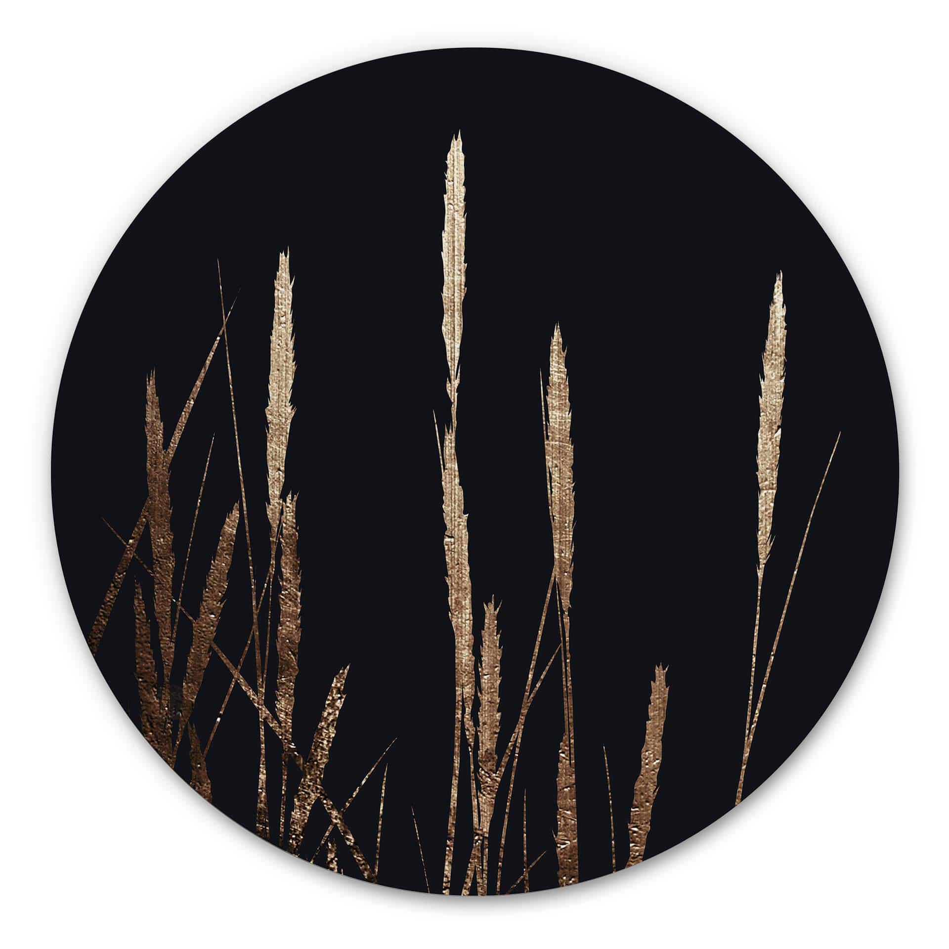 Tableau sur alu-Dibond rond Kubistika - champs d'or
