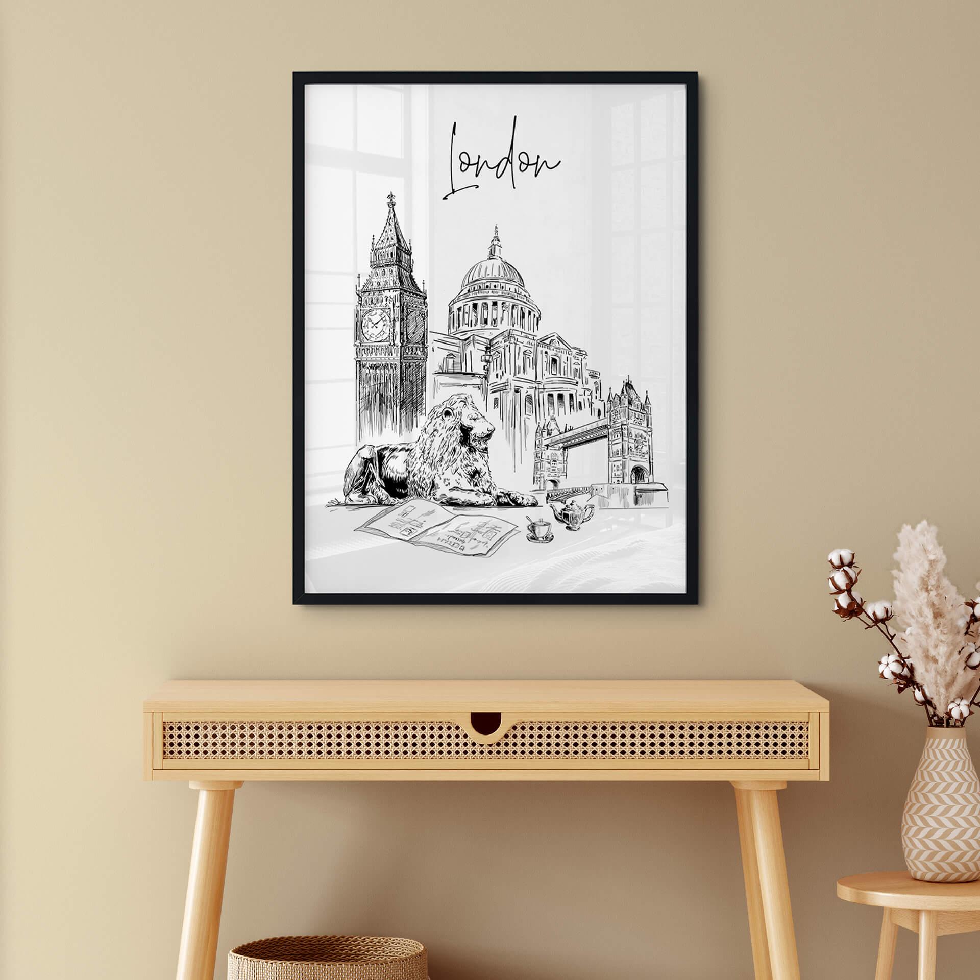 Poster Love your City - London - Schwarz-Weiß