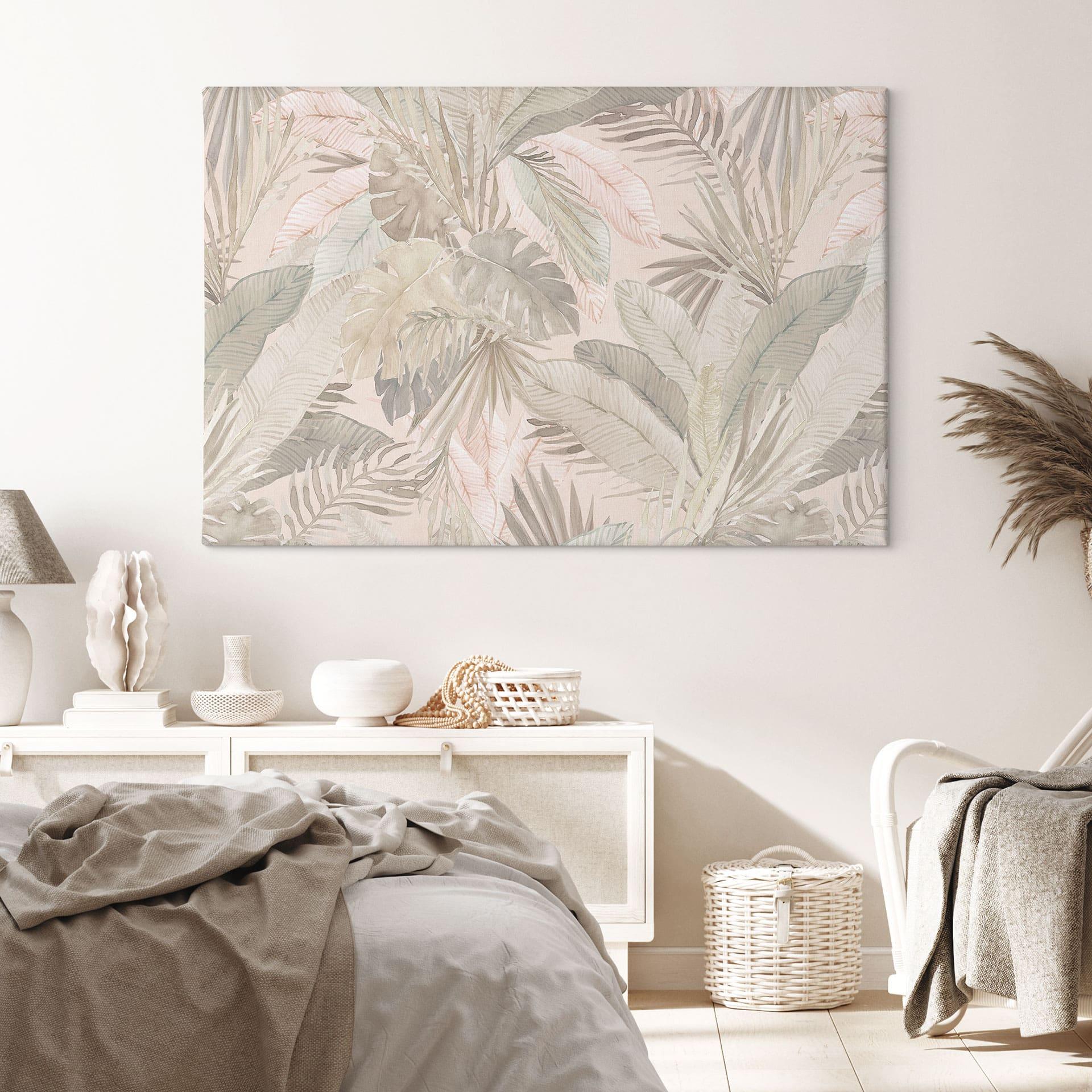 Canvasbillede tropiske blade i junglen pastel - Bloomery Decor