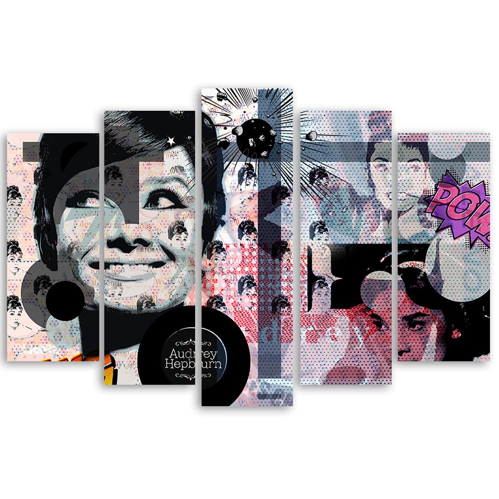 5 stykke lærredstryk, Audrey Hepburn skuespillerinde