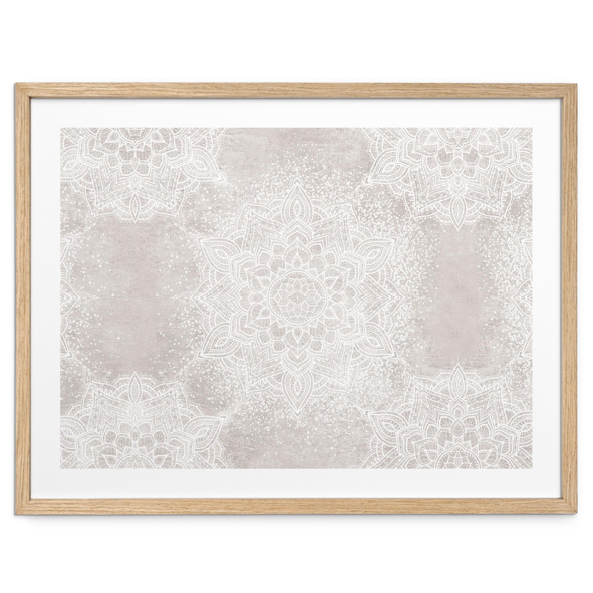 Plakat Blød mandala på grå-beige - Bloomery Decor