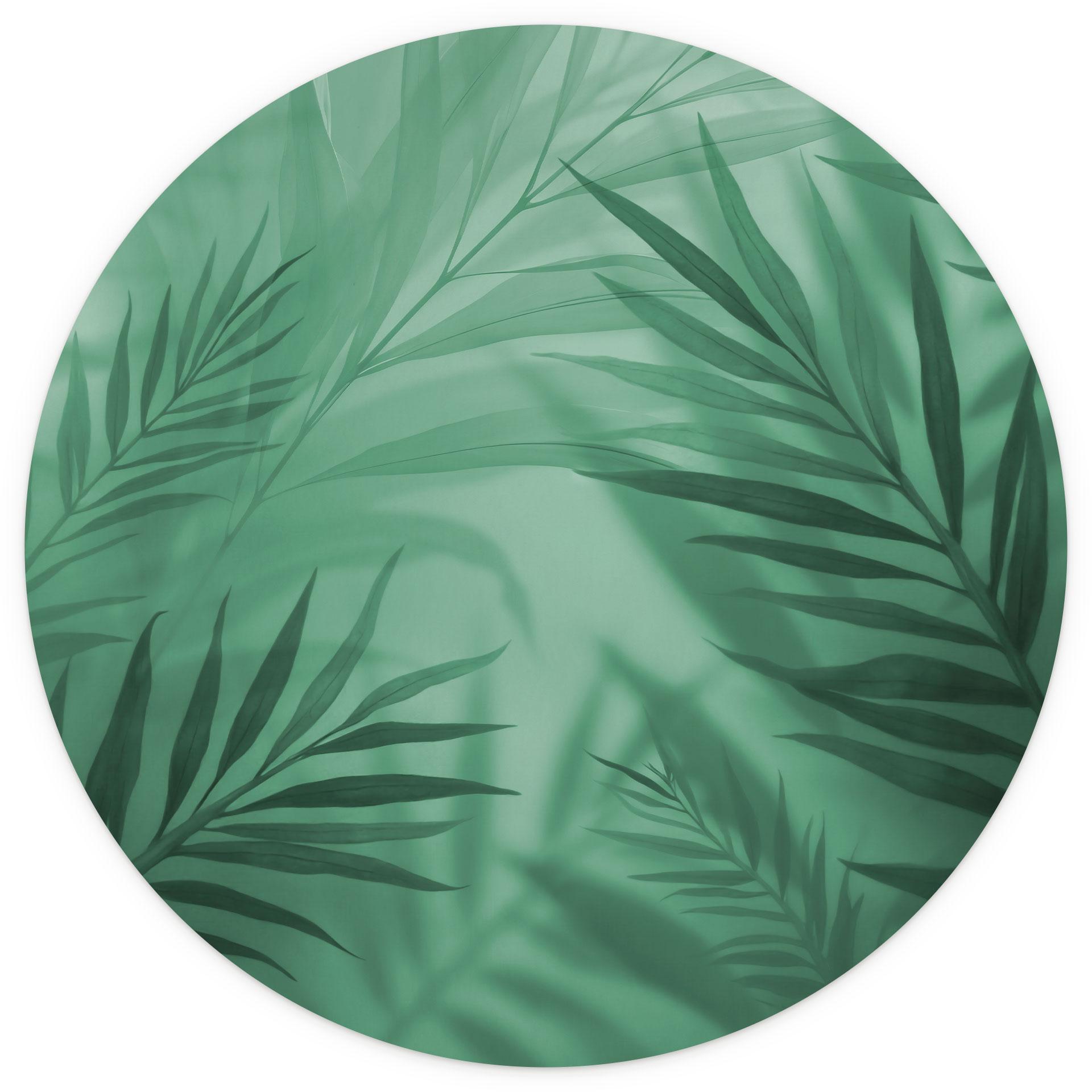 Groene palmbladeren - ronde Fotobehang - vliesbehang/zelfklevend vliesbehang