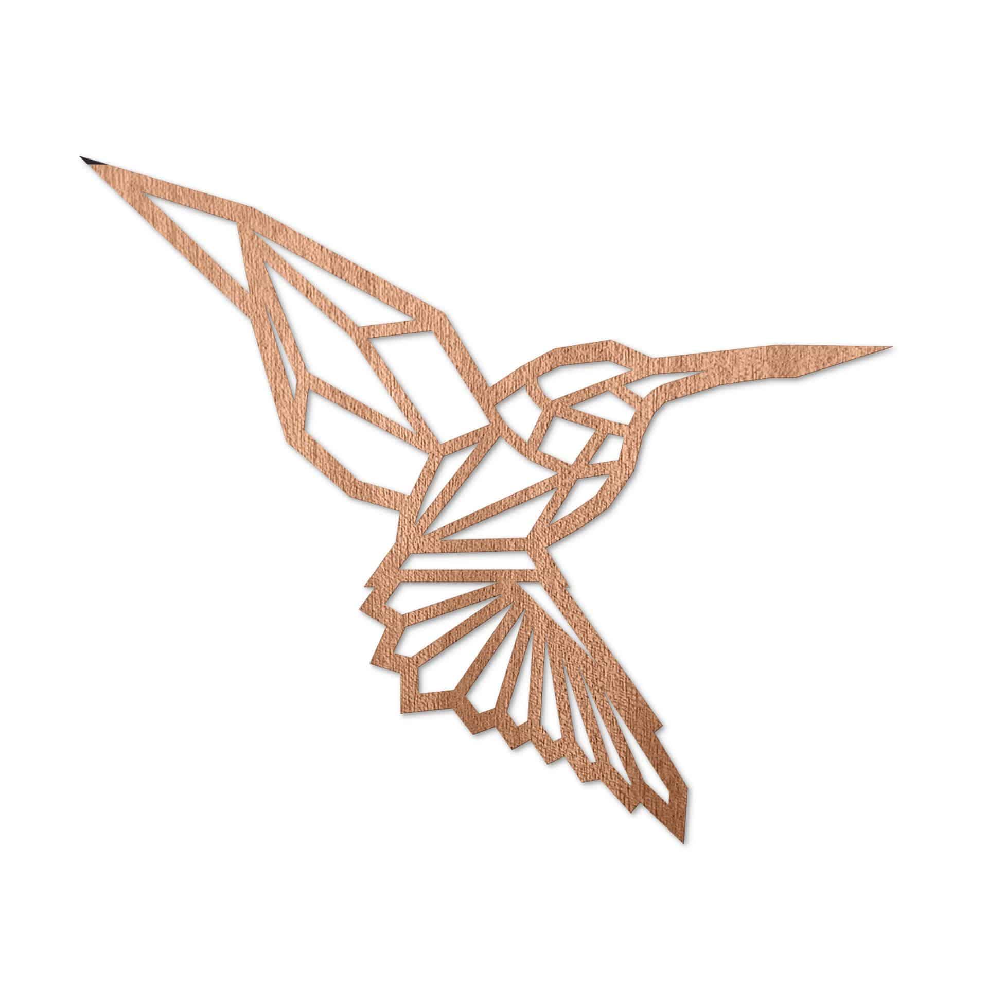 Decorazione in mogano - Colibrì origami
