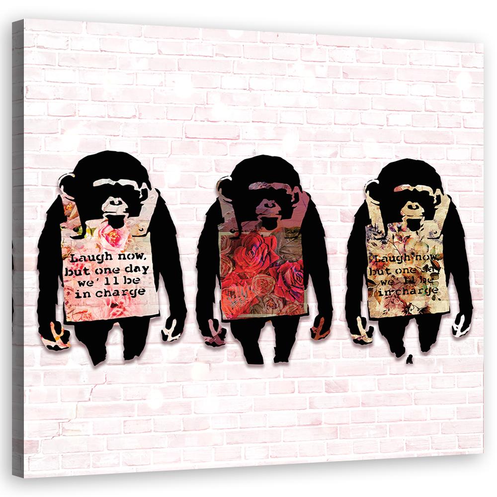Canvasbillede, Banksy grinende aber