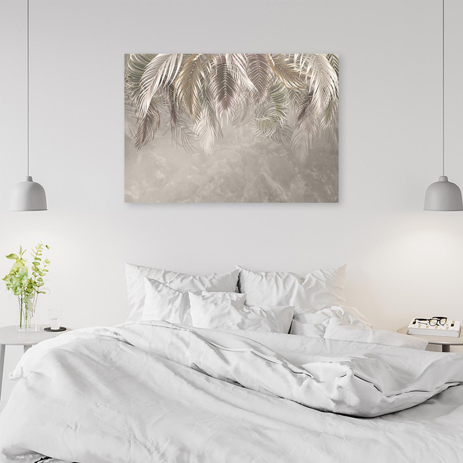 Canvasbillede, Palme blade beton 3D