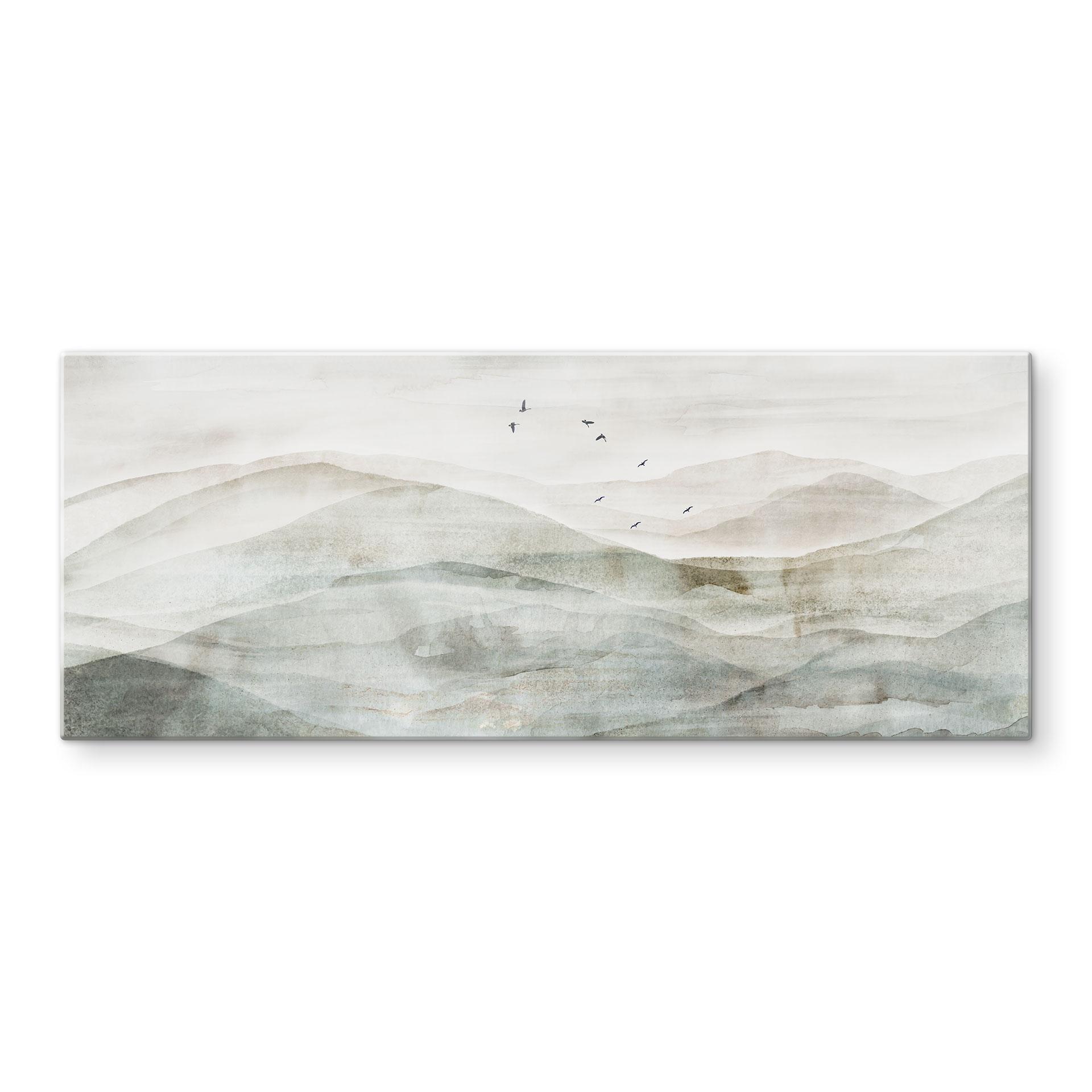 Spritzschutz Neblige Berglandschaft Aquarell - Ms Tiff - Panorama