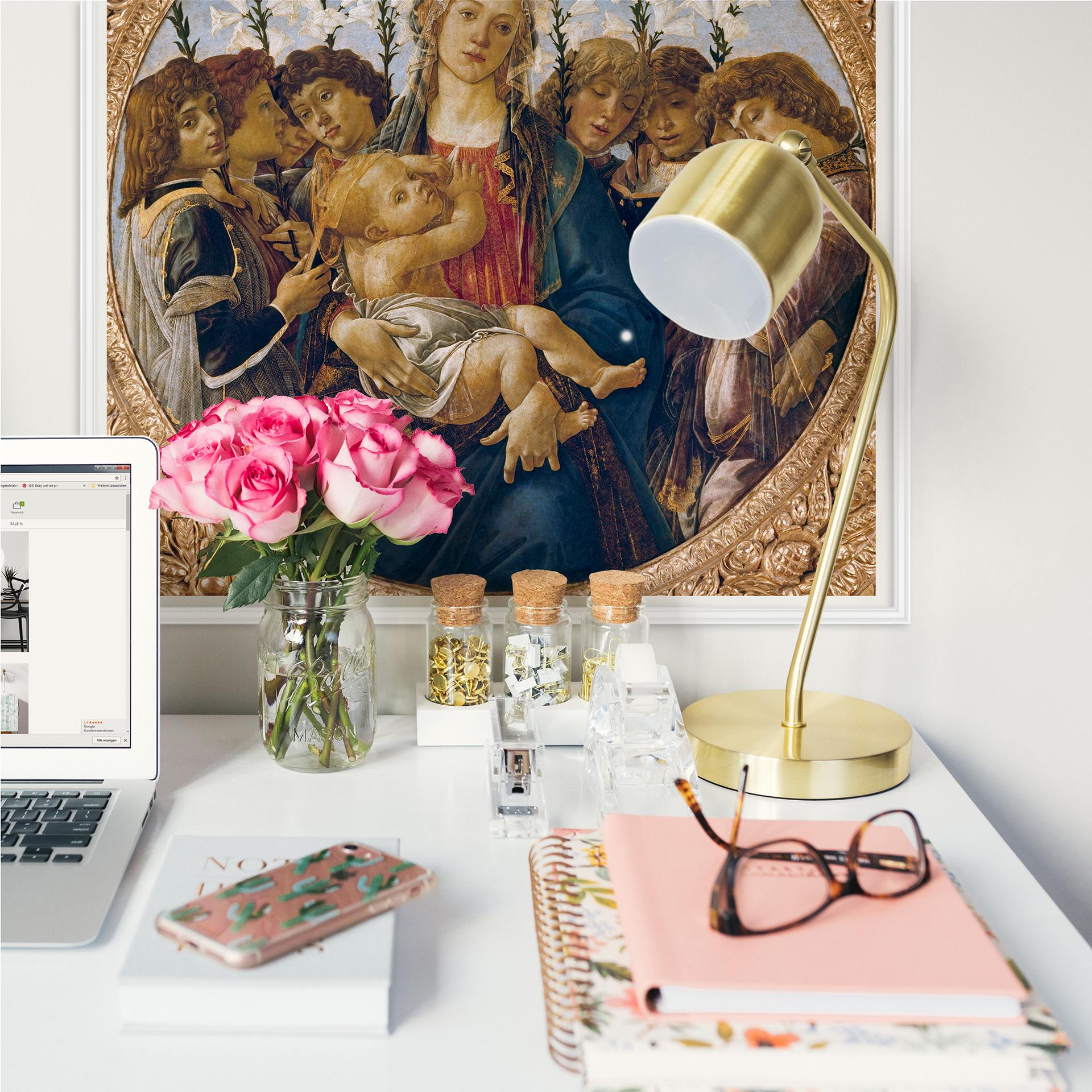 Botticelli - Madonna med liljer og 8 engle - vægprint