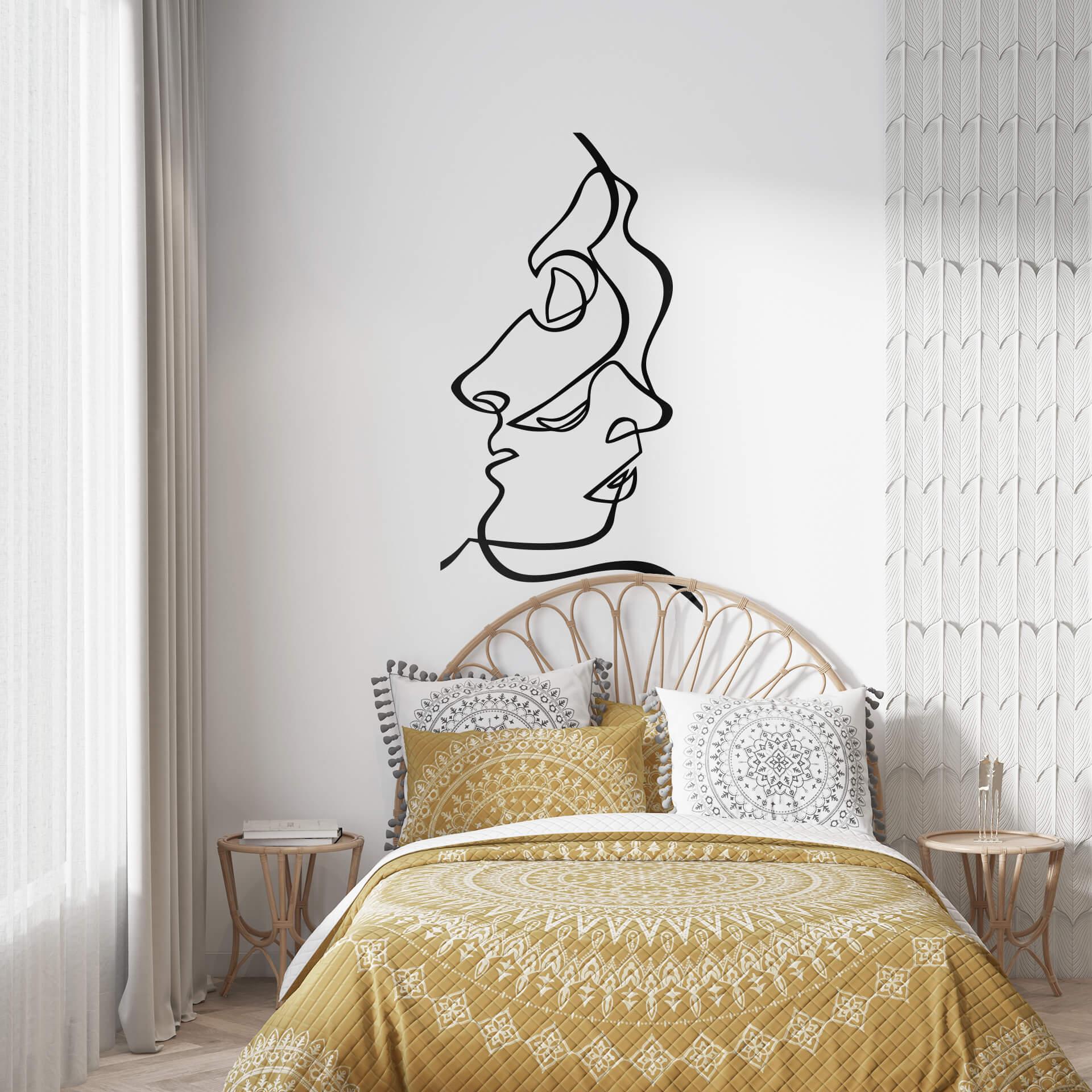 Wallsticker Line Art - Ansigter mand og kvinde