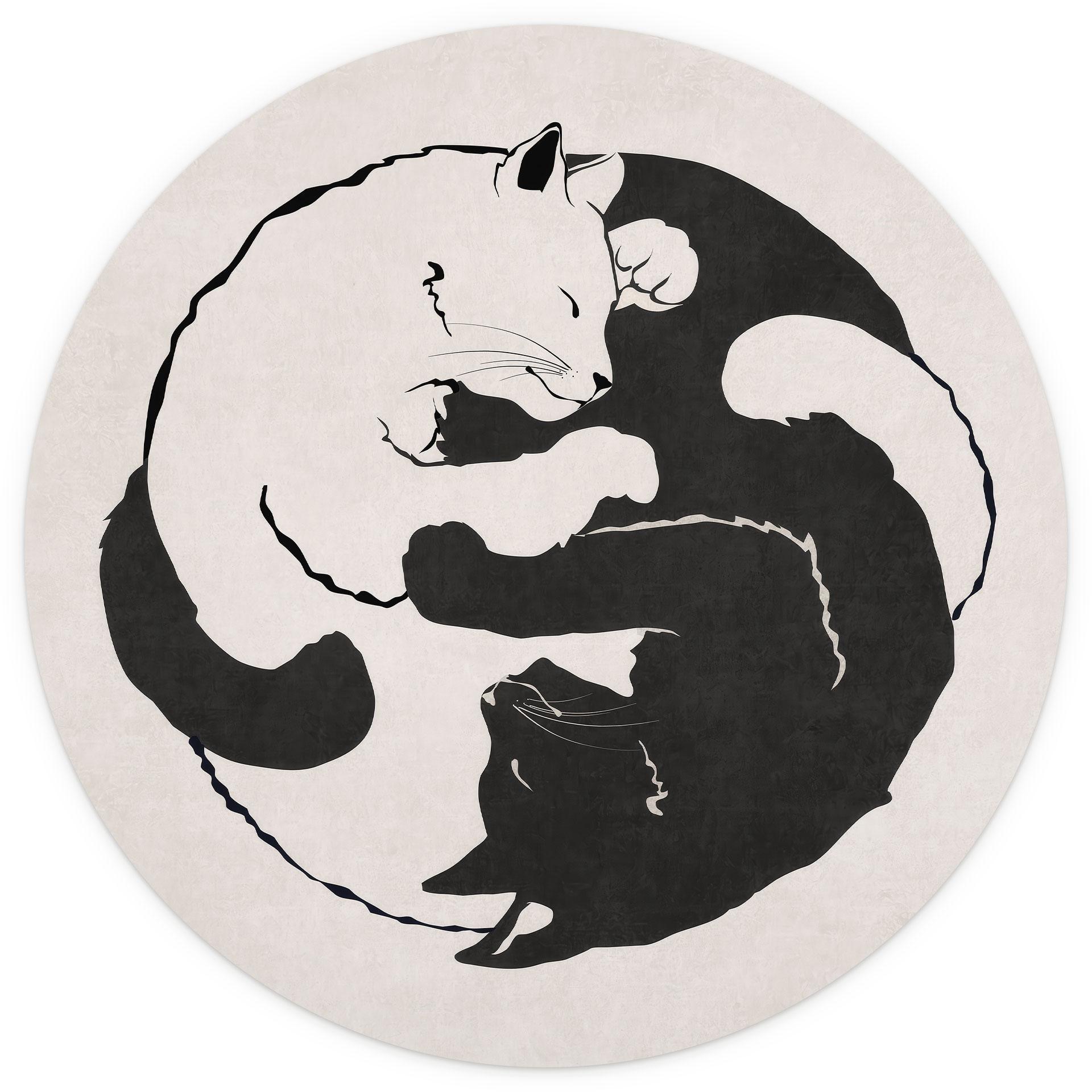 Behangcirkel Katten Ying & Yang - Tunaboylu - vliesbehang/zelfklevend vliesbehang