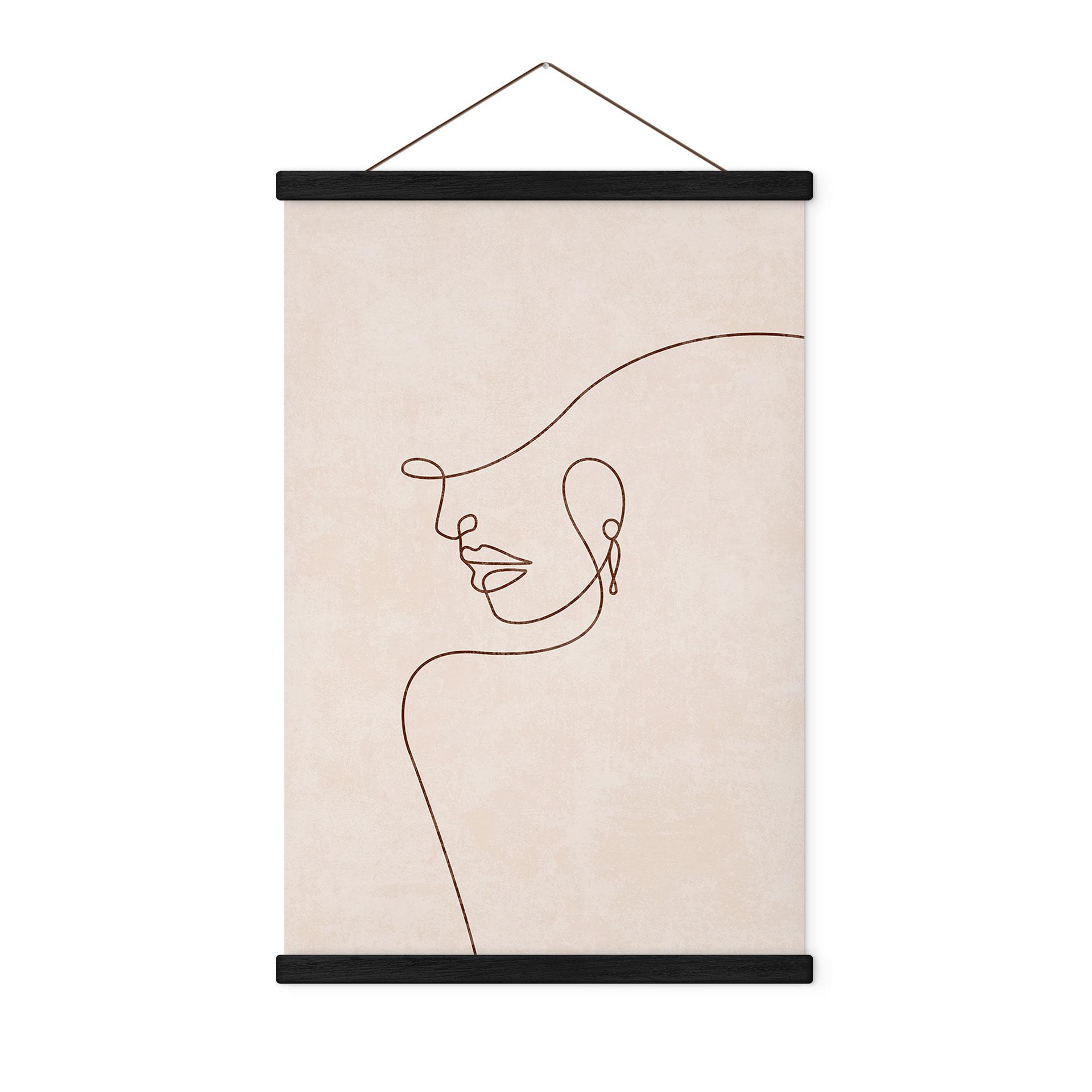 Tekstil plakat Delikate konturer af en kvinde - Line Art - Tunaboylu