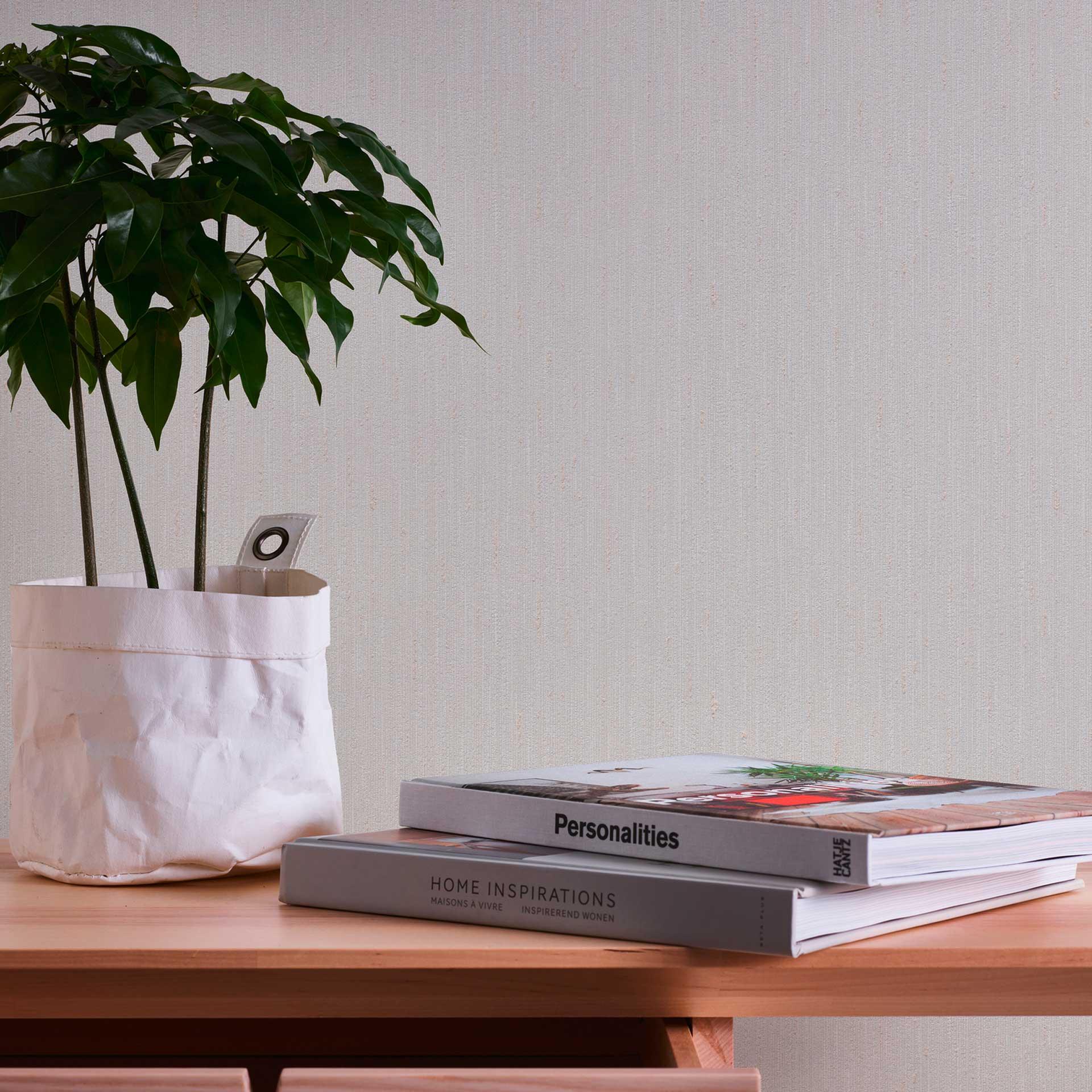 Stribemønster grå beige - stribet tapet - ensfarvet non-woven tapet
