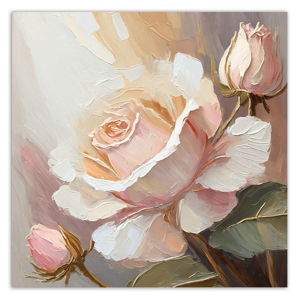 Canvasbillede, Håndmalet rose