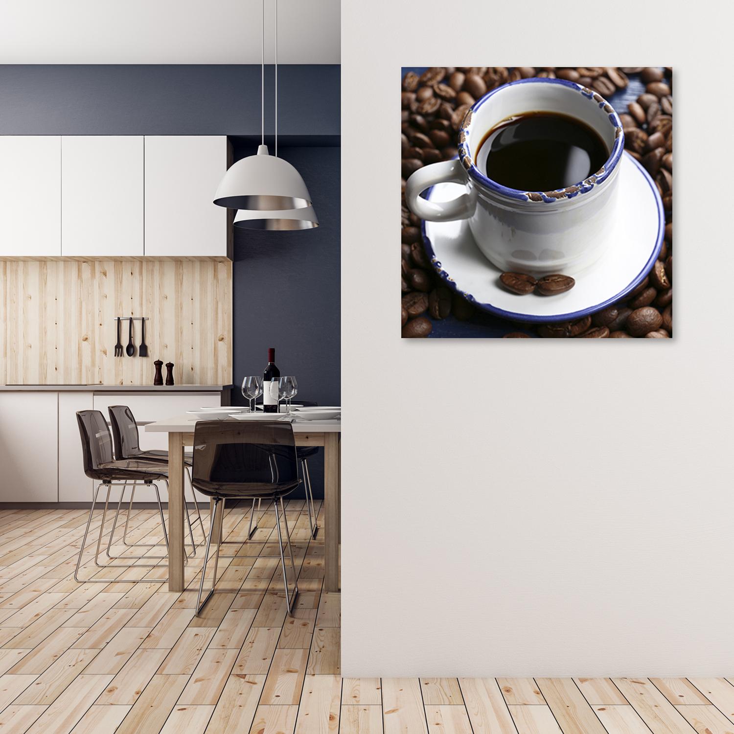 Canvasbillede, kop sort kaffe