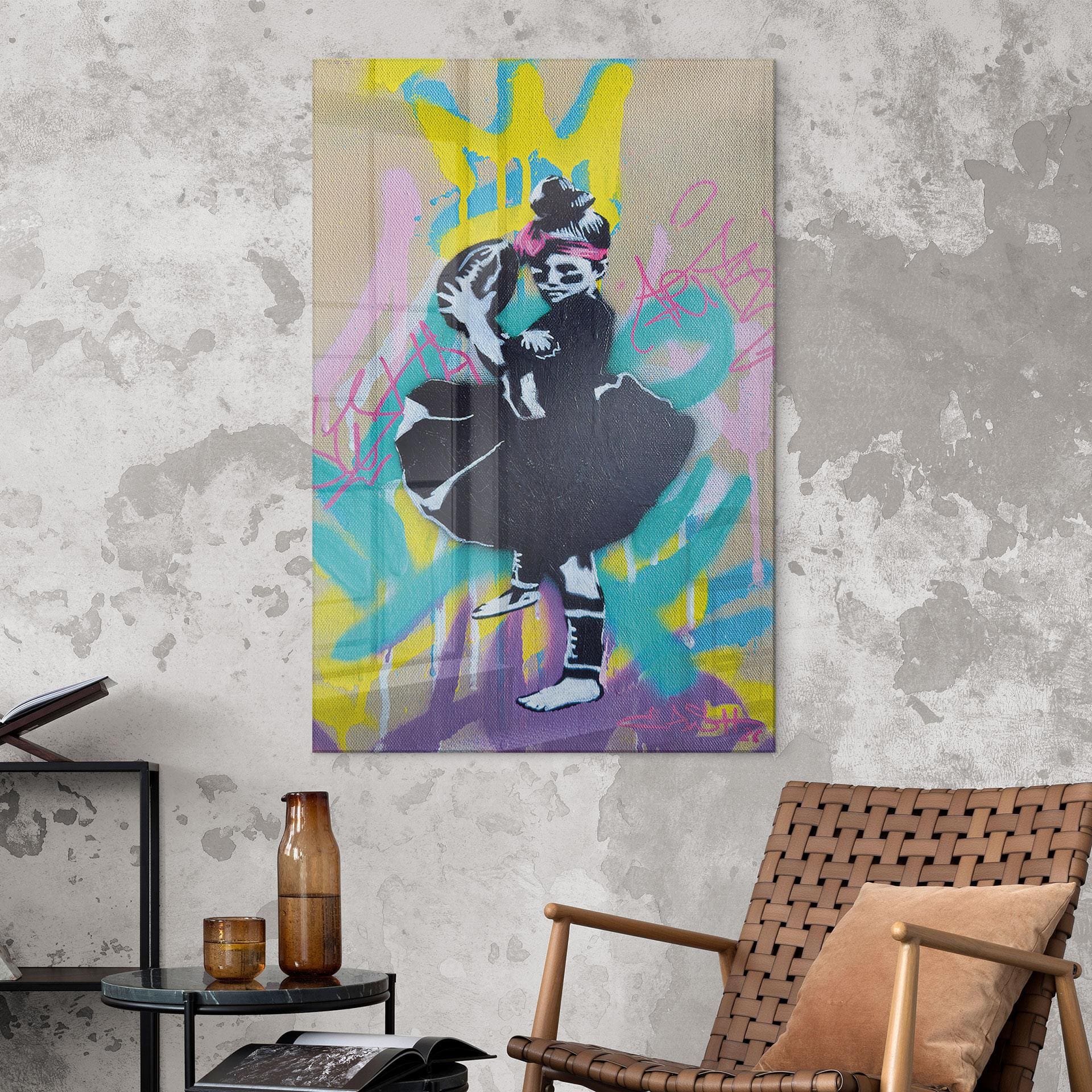 Acrylglasbild Ballerina mit Football Graffiti - Habib
