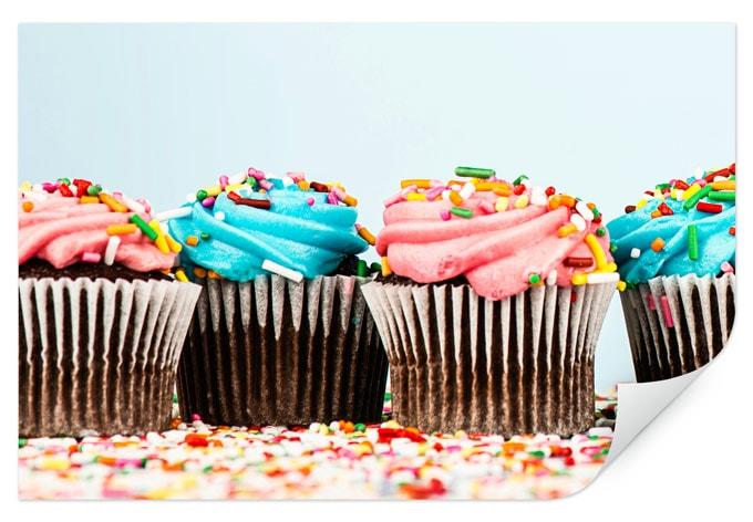 Zelfklevende Poster - Party Cupcakes