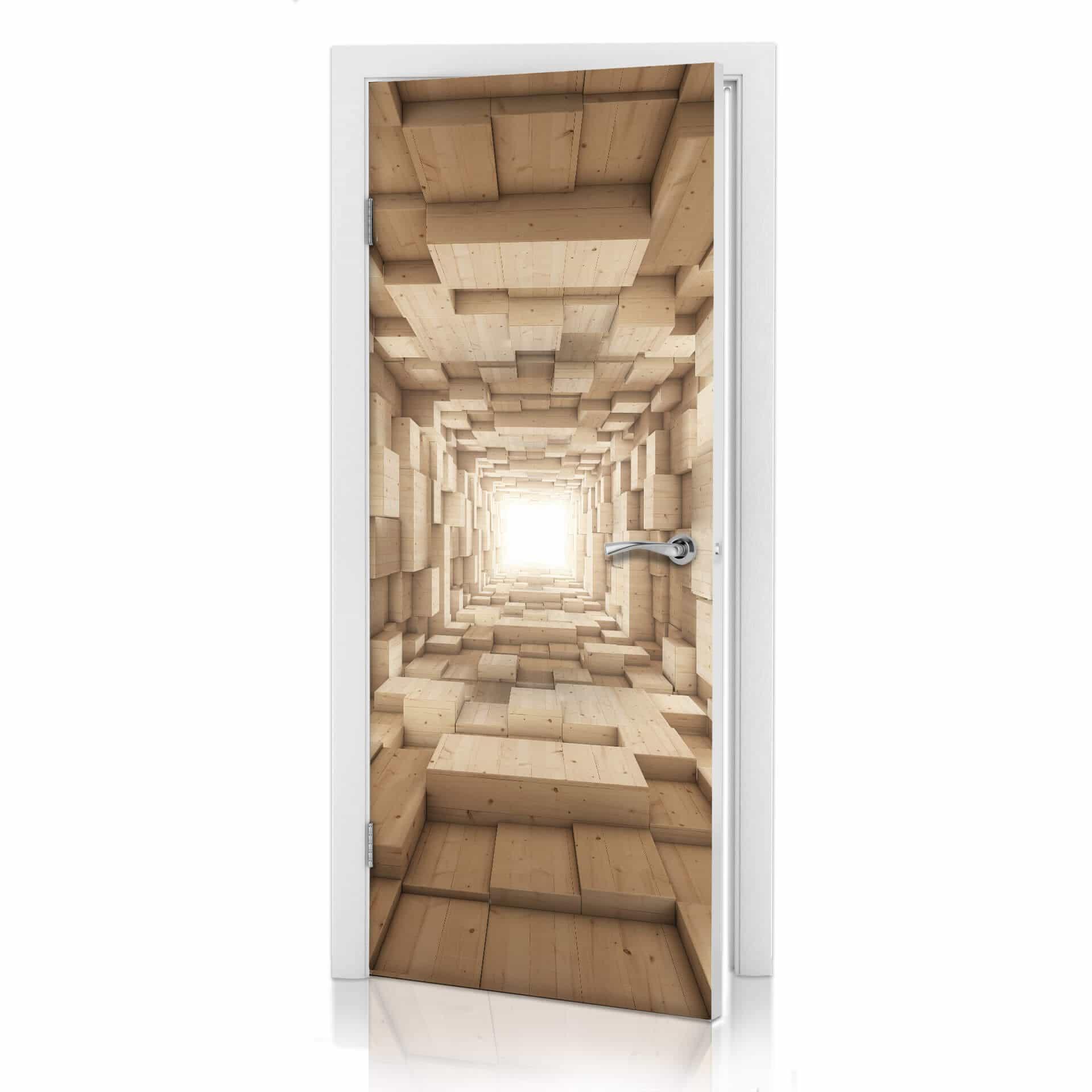 túnel de madera con diseño de puerta 3D