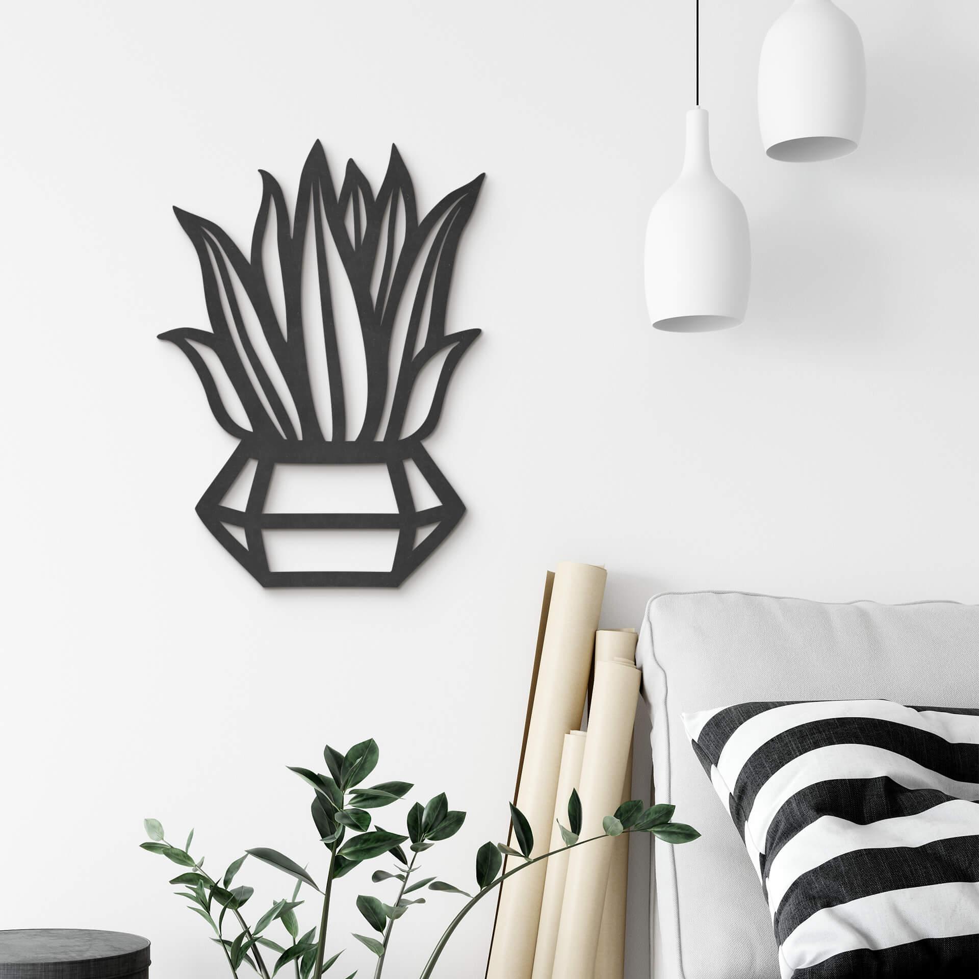 Planta decorativa de pared de MDF en maceta de diamante