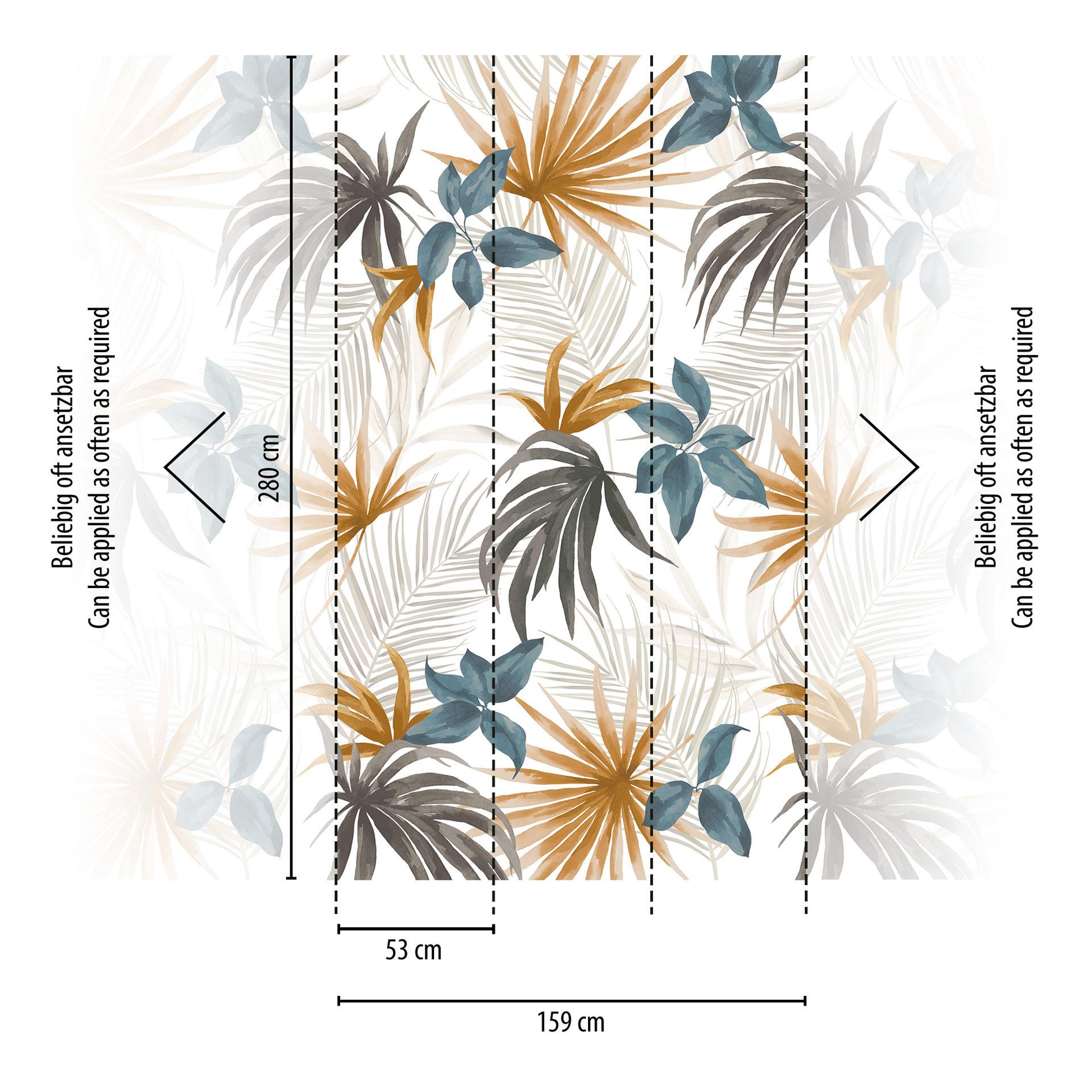 COSMOPOLITAN tropische bladeren bruin blauw wit - jungle Vliesbehang