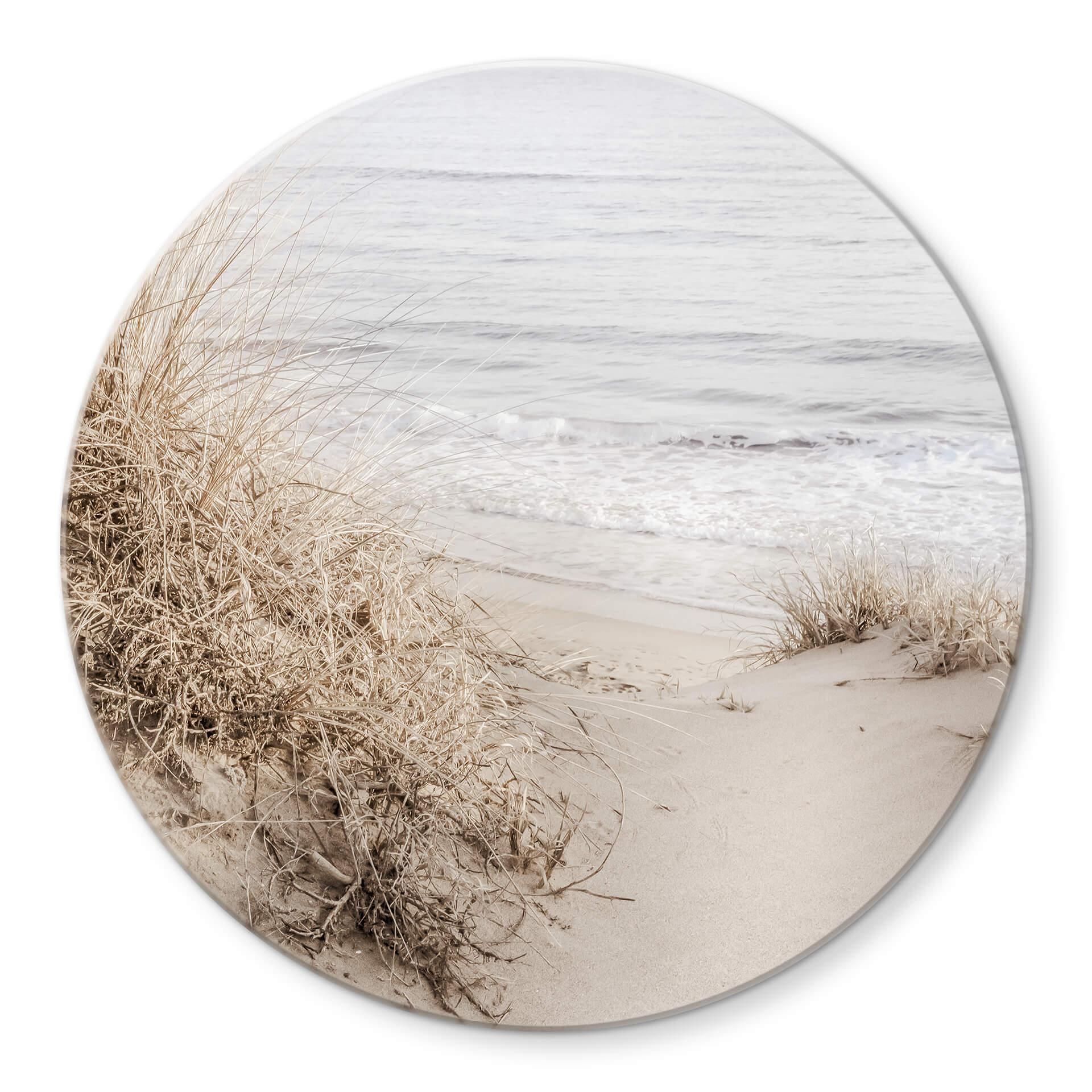 Tableau sur verre rond 1X Studio - Plage de dunes