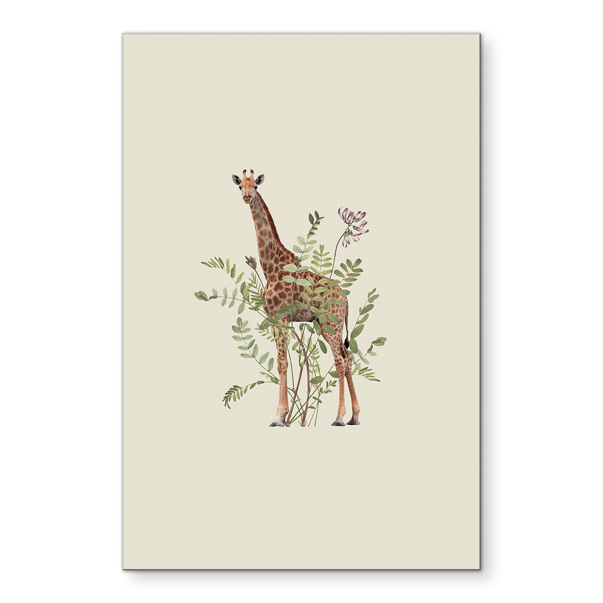 Wandbild Florale Giraffe - Frida Floral Studio - Alu-Dibond