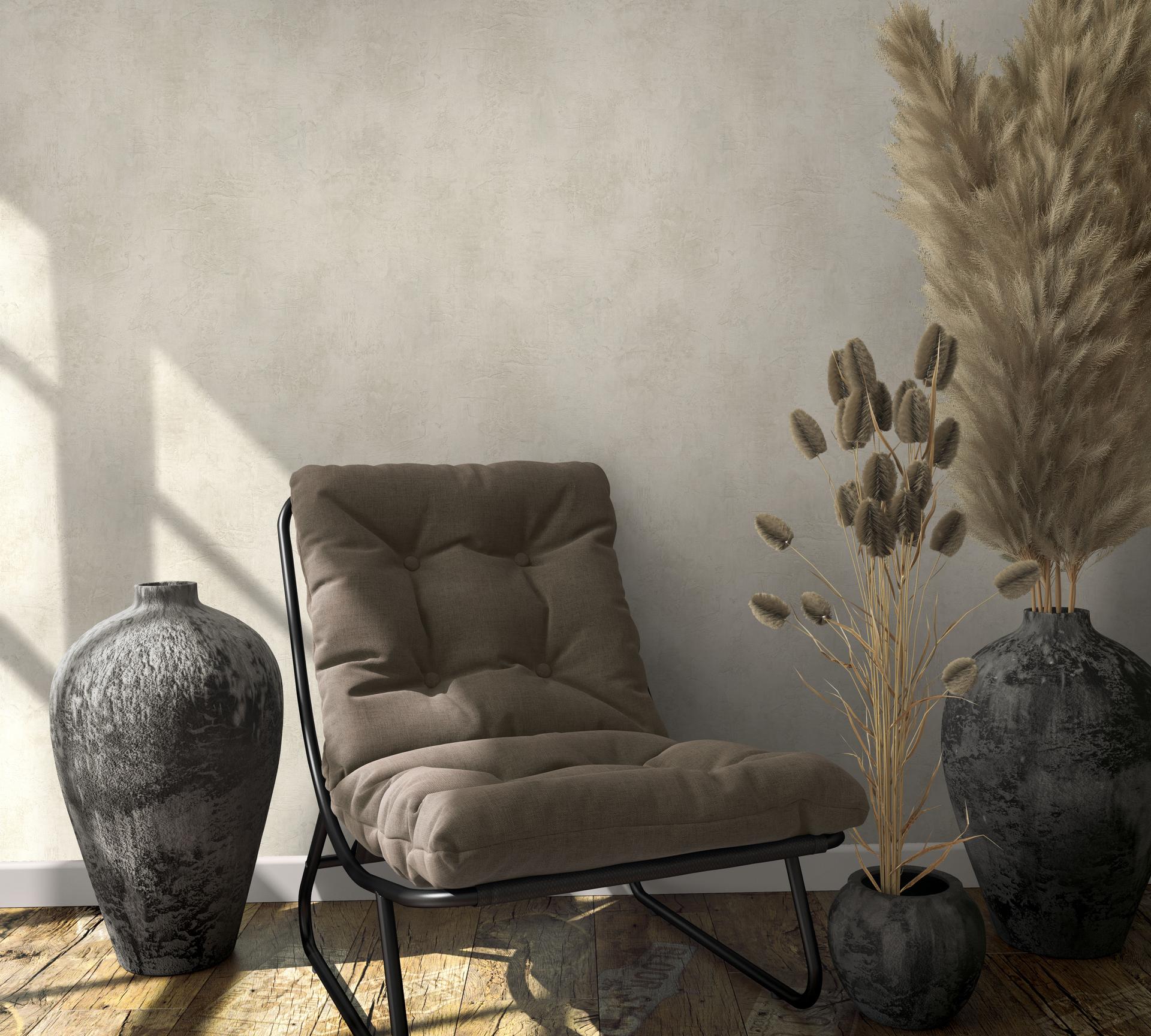 Vliesbehang betonlook effen beige structuur