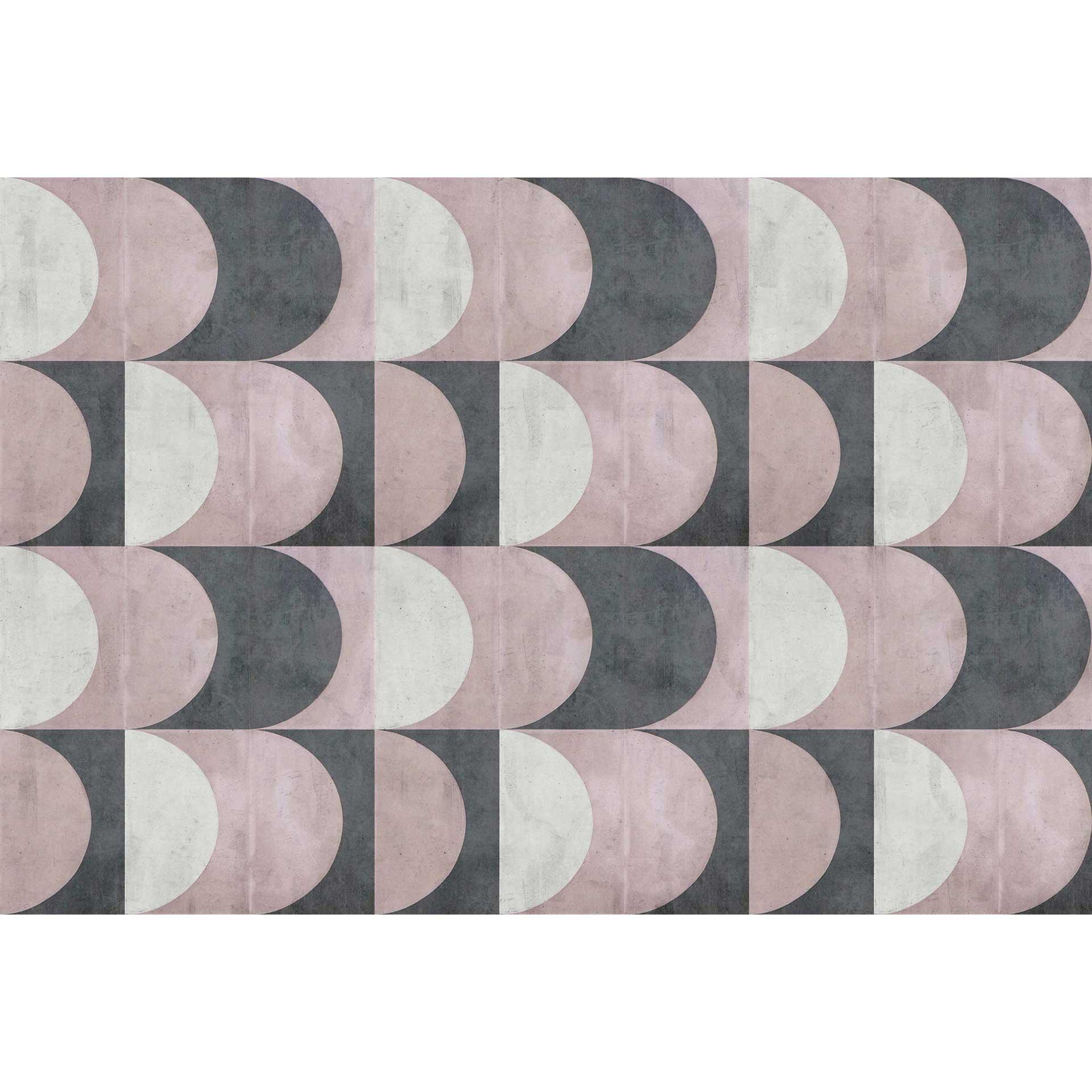Geometrisch cirkel behang - roze grijs - modern vliesbehang