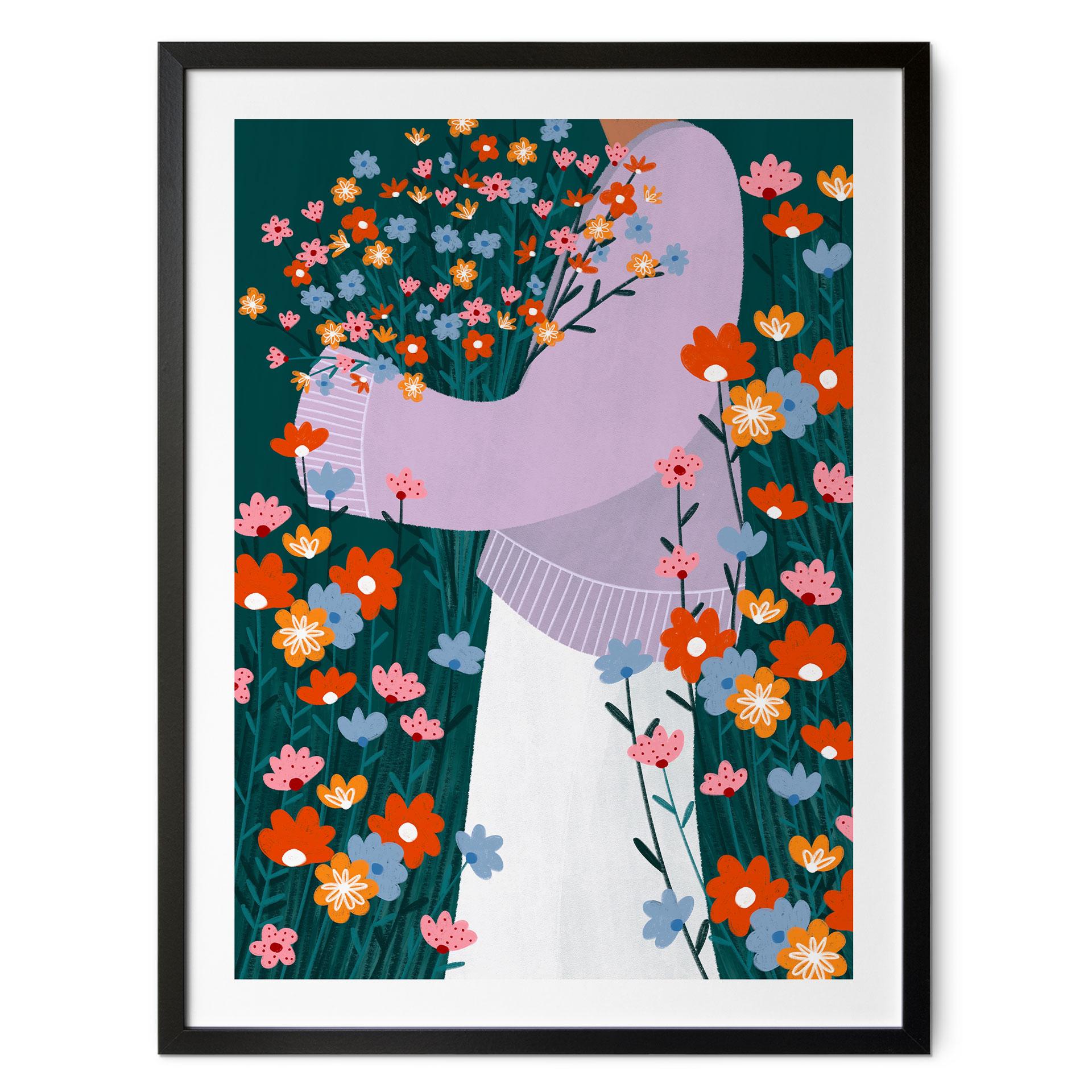 Plakat kvinde i en farverig blomsterhave - Müller