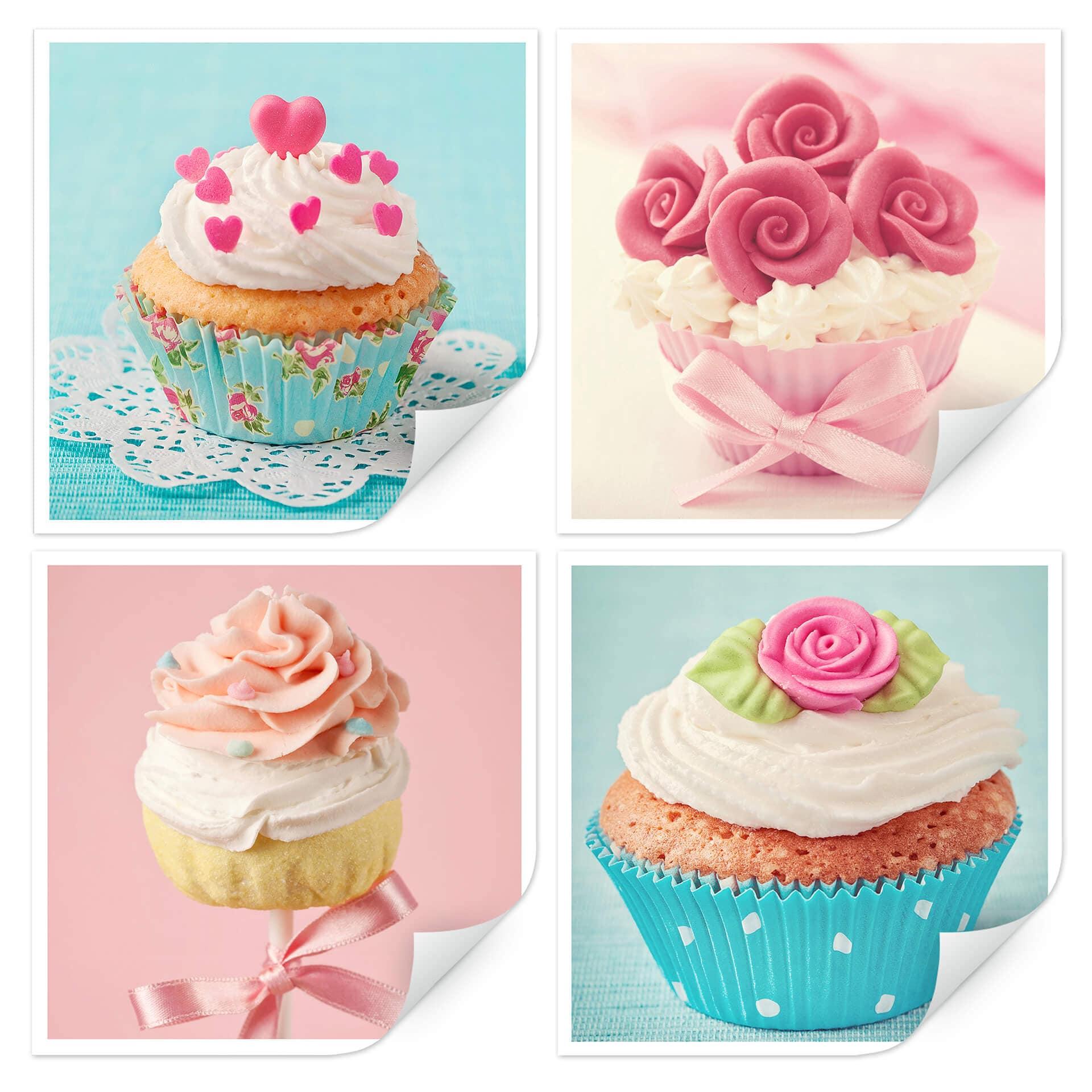 Zelfklevende Poster - Cupcakes Set