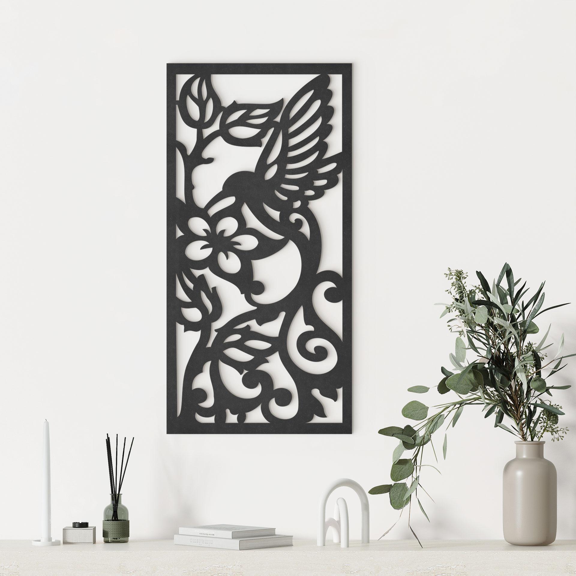 MDF-dekoration Kolibri-blomster