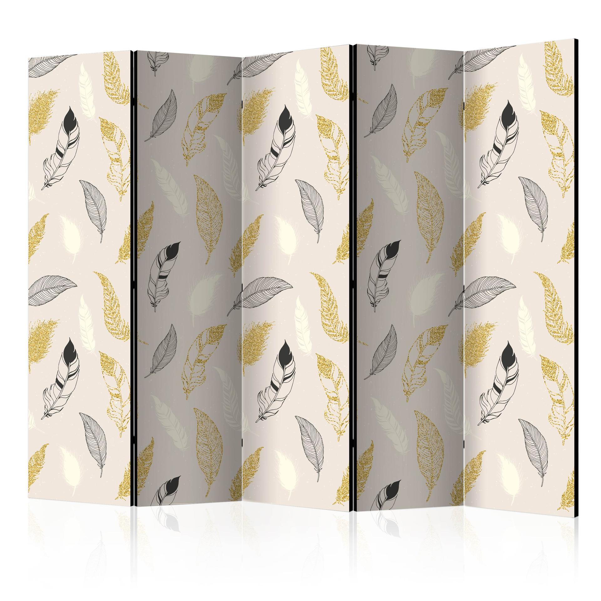 Schermo divisorio - Piume d'oro, 3 pezzi