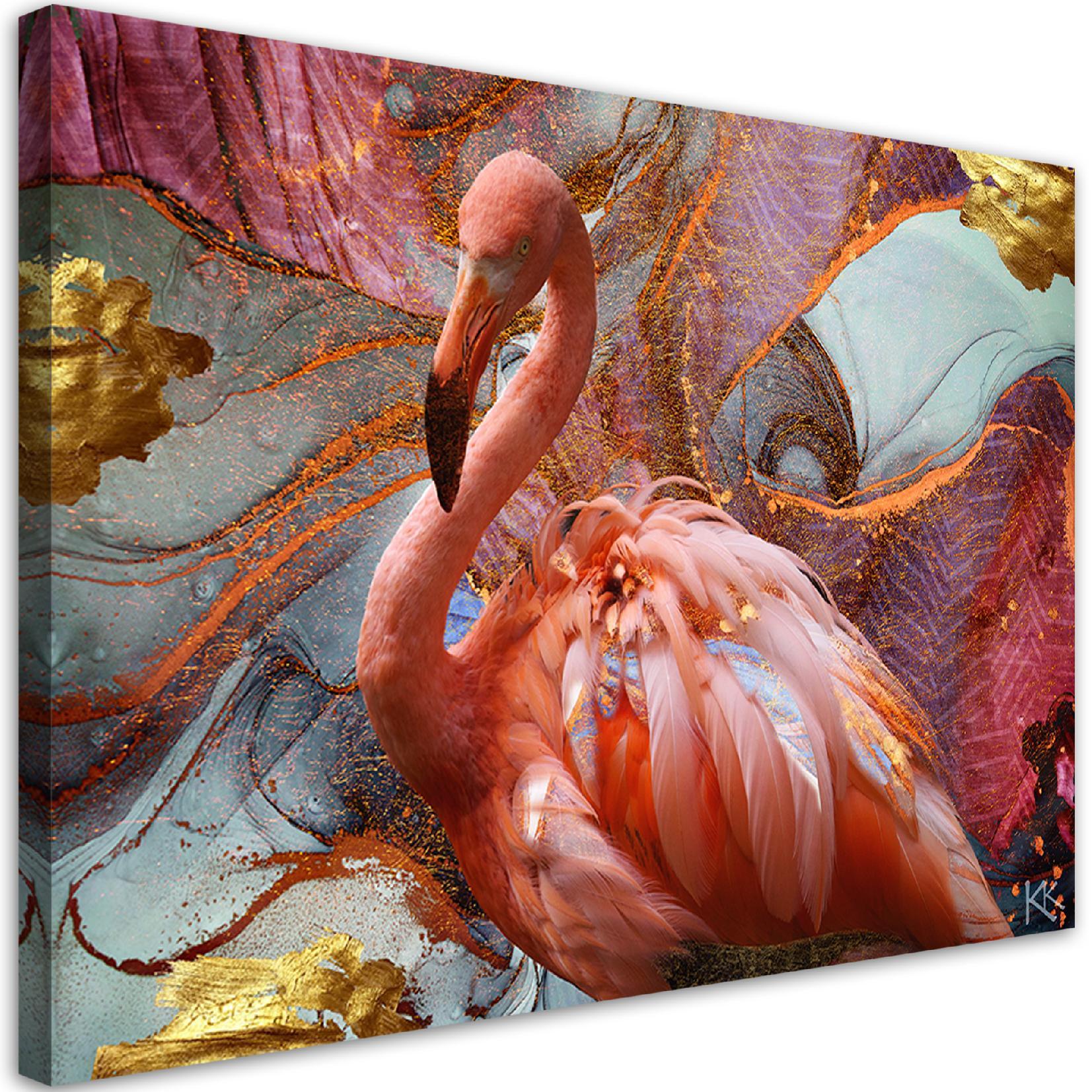 Canvasbillede, Abstraktion af lyserød flamingo